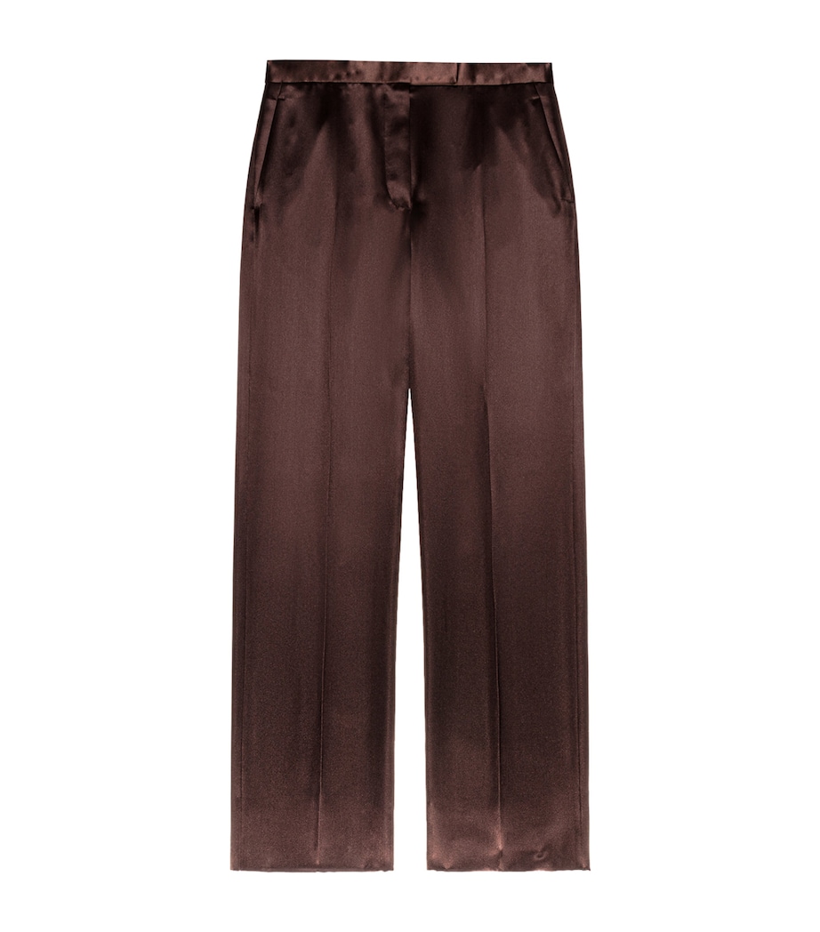 TOM FORD Womens Silk Satin Wide-Leg Trousers Ear Image 1