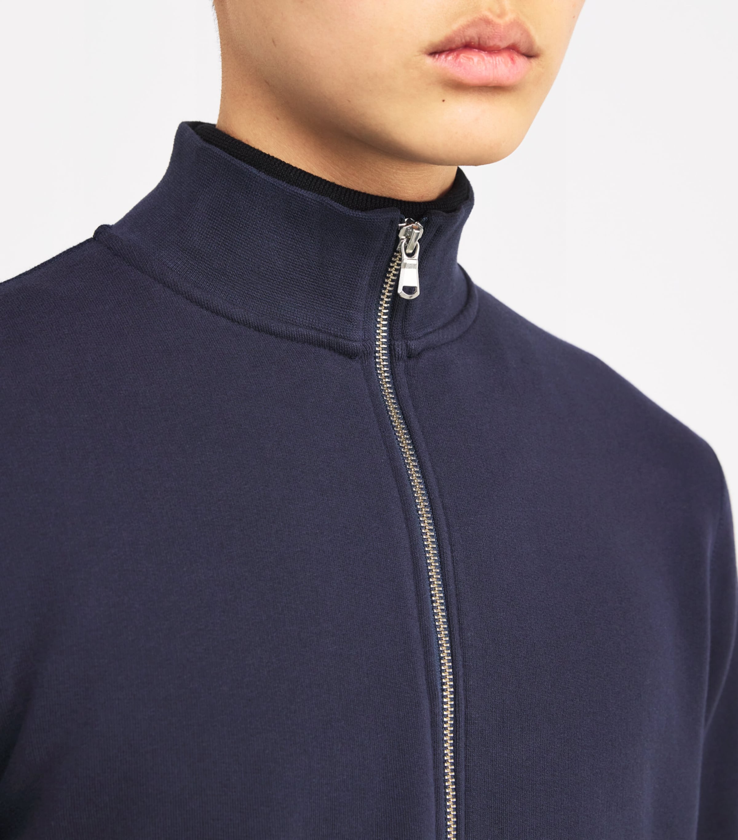 Cotton Half-Zip Sweatshirt NAVY1 Image 6