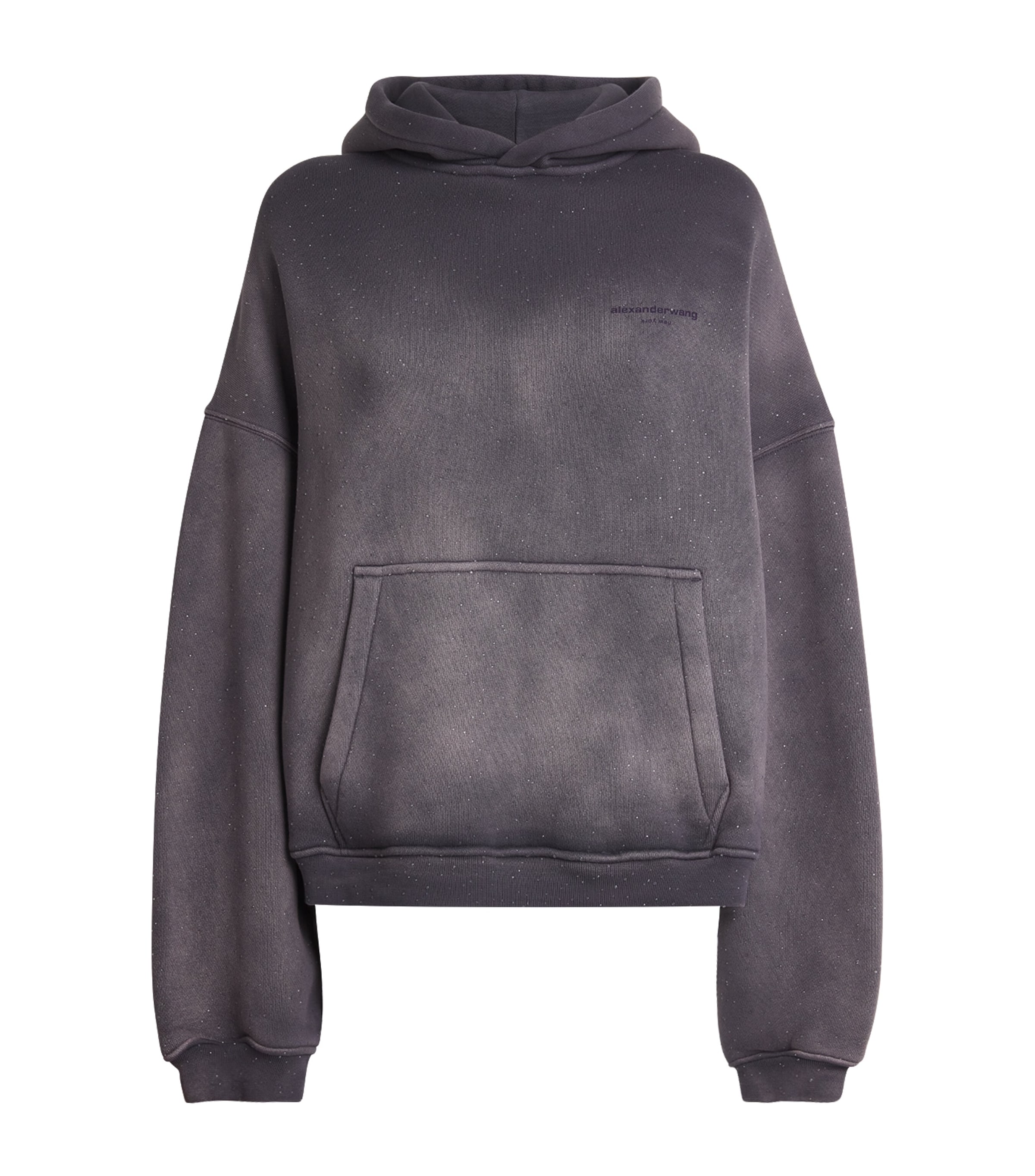 Alexander Wang Purple Cotton-Blend Rhinestone-Embellished Hoodie