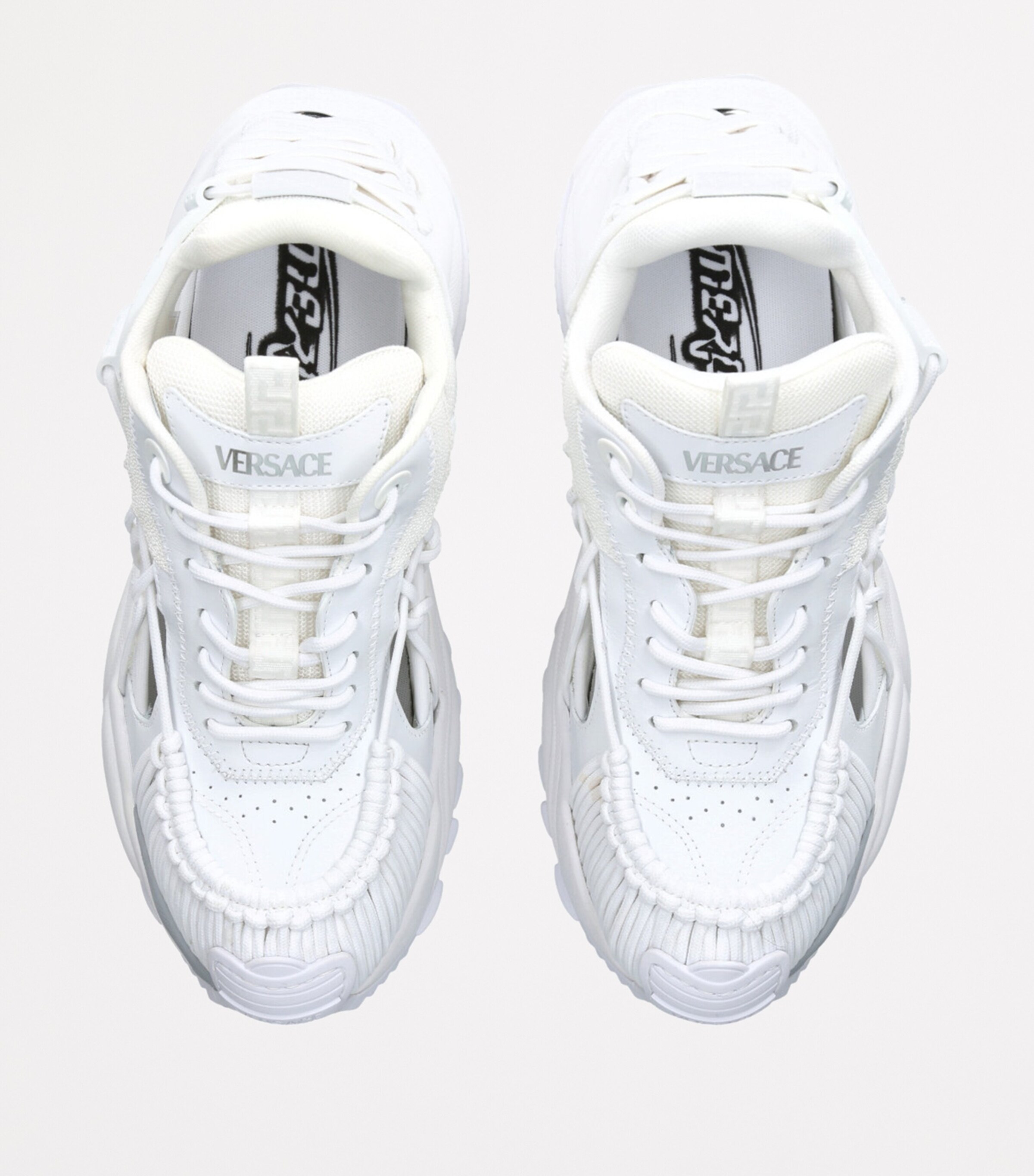 Versace Leather Cut-Out Sneakers White Image 4