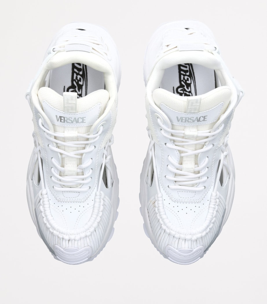 Versace Leather Cut-Out Sneakers White Image 4