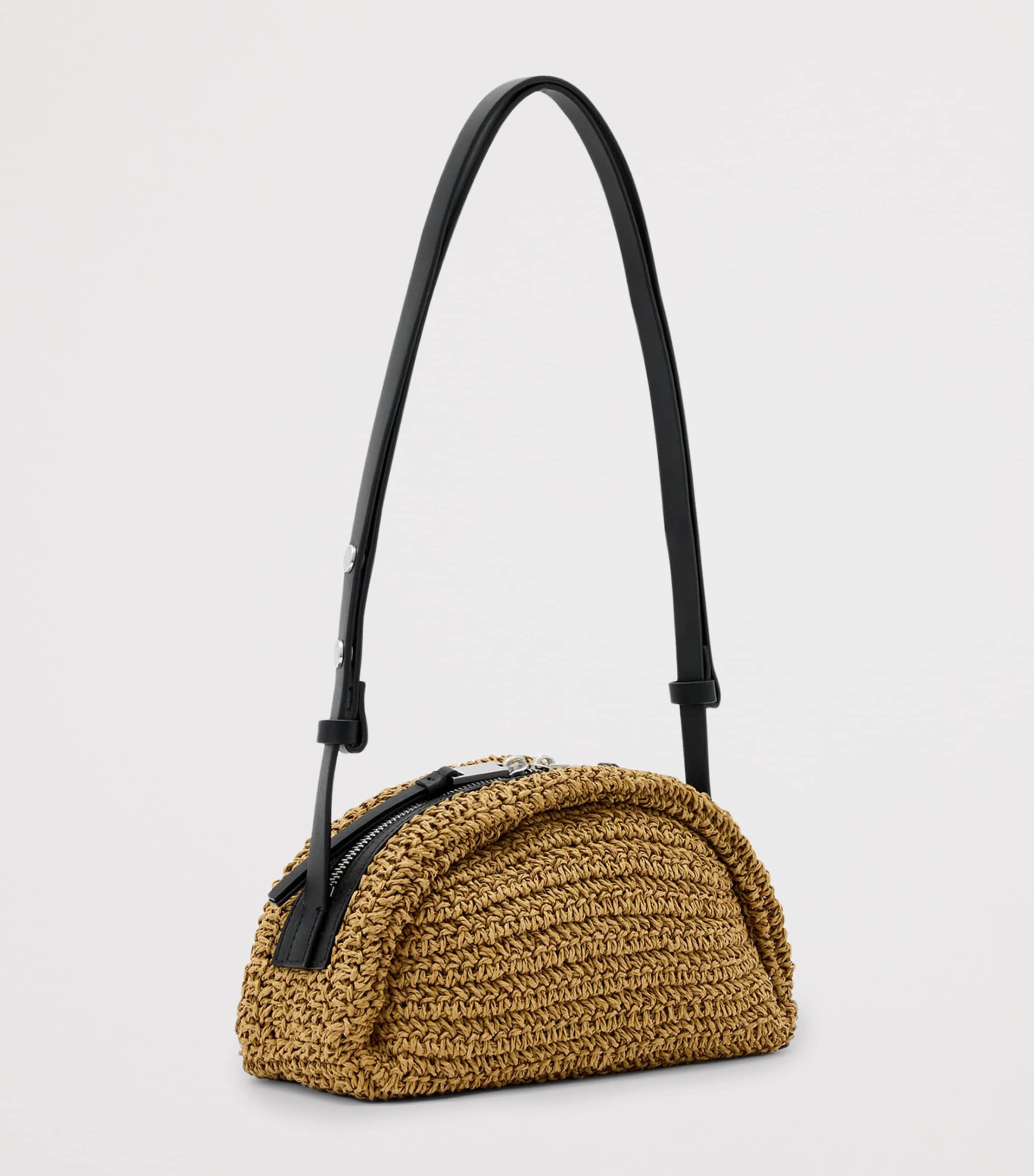 AllSaints Raffia Rosalie Cross-Body Bag Biscuit Brown Image 4