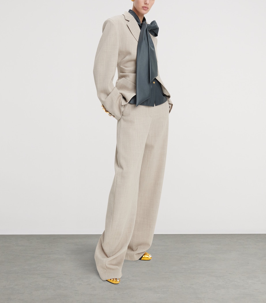 Virgin Wool Cinched Blazer 113 SAND Image 5