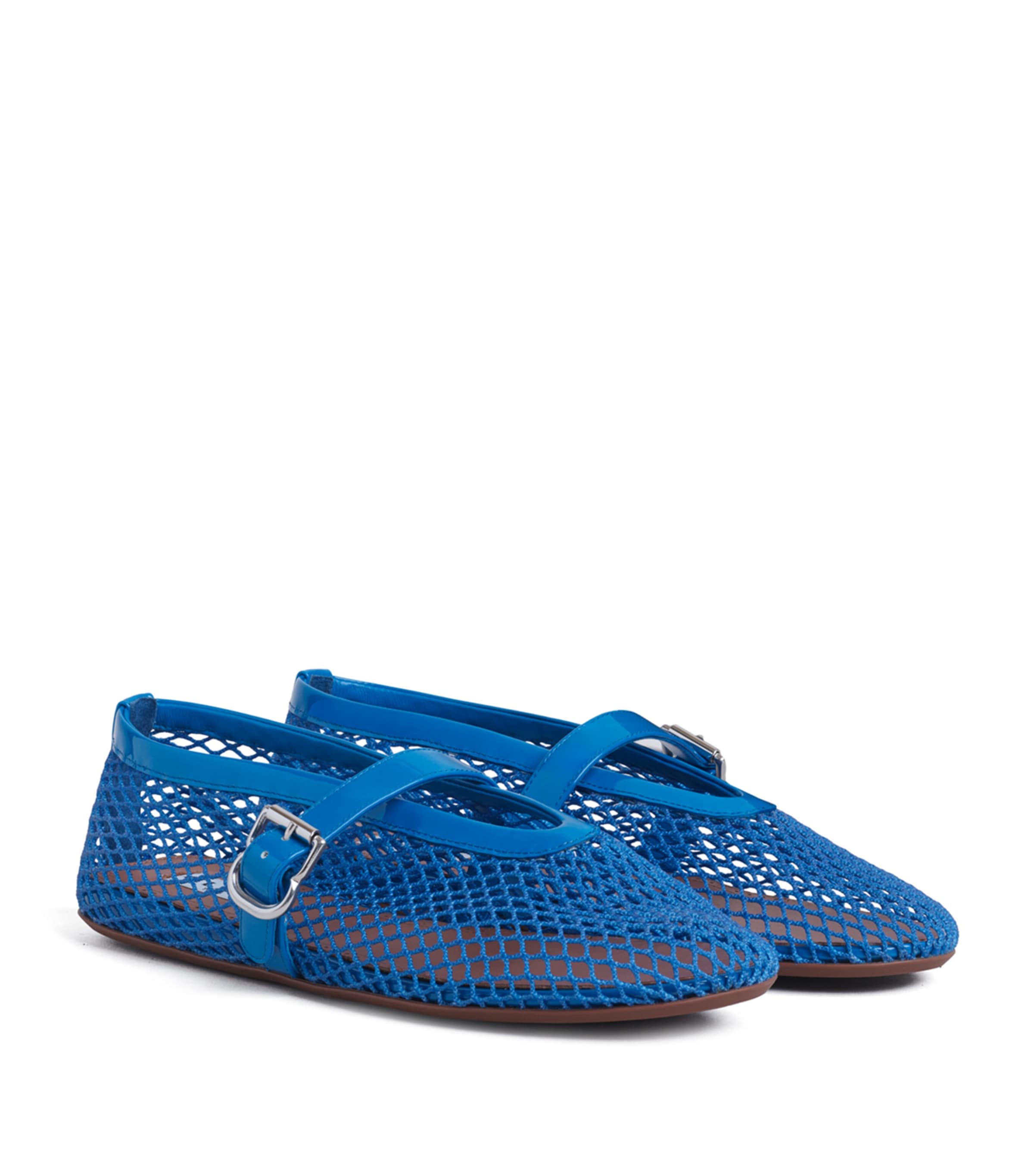 Alaïa Leather Mesh Ballet Flats Electric Blue Image 3