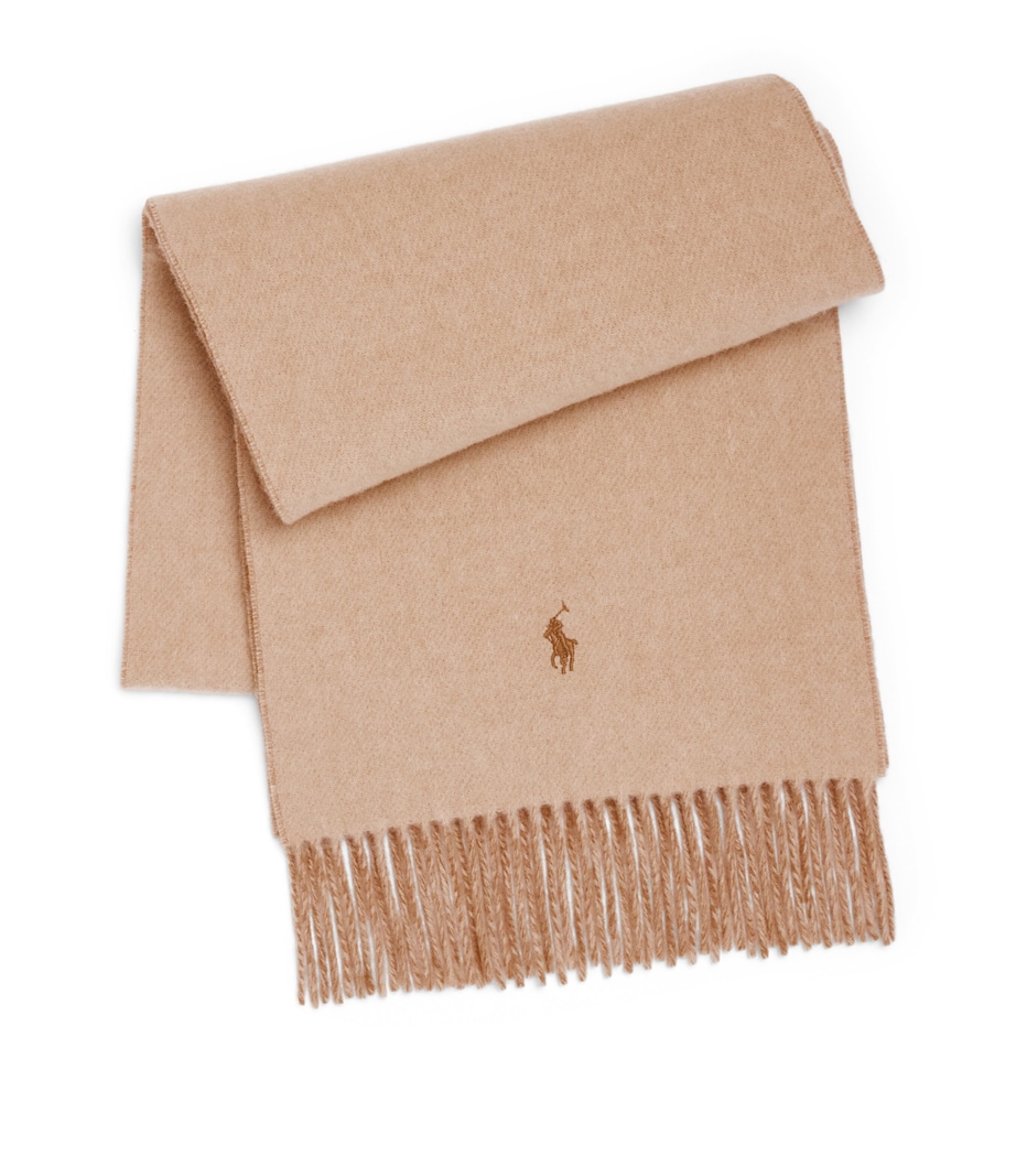 Polo Ralph Lauren Wool Polo Pony Scarf Camel Tonal Image 1