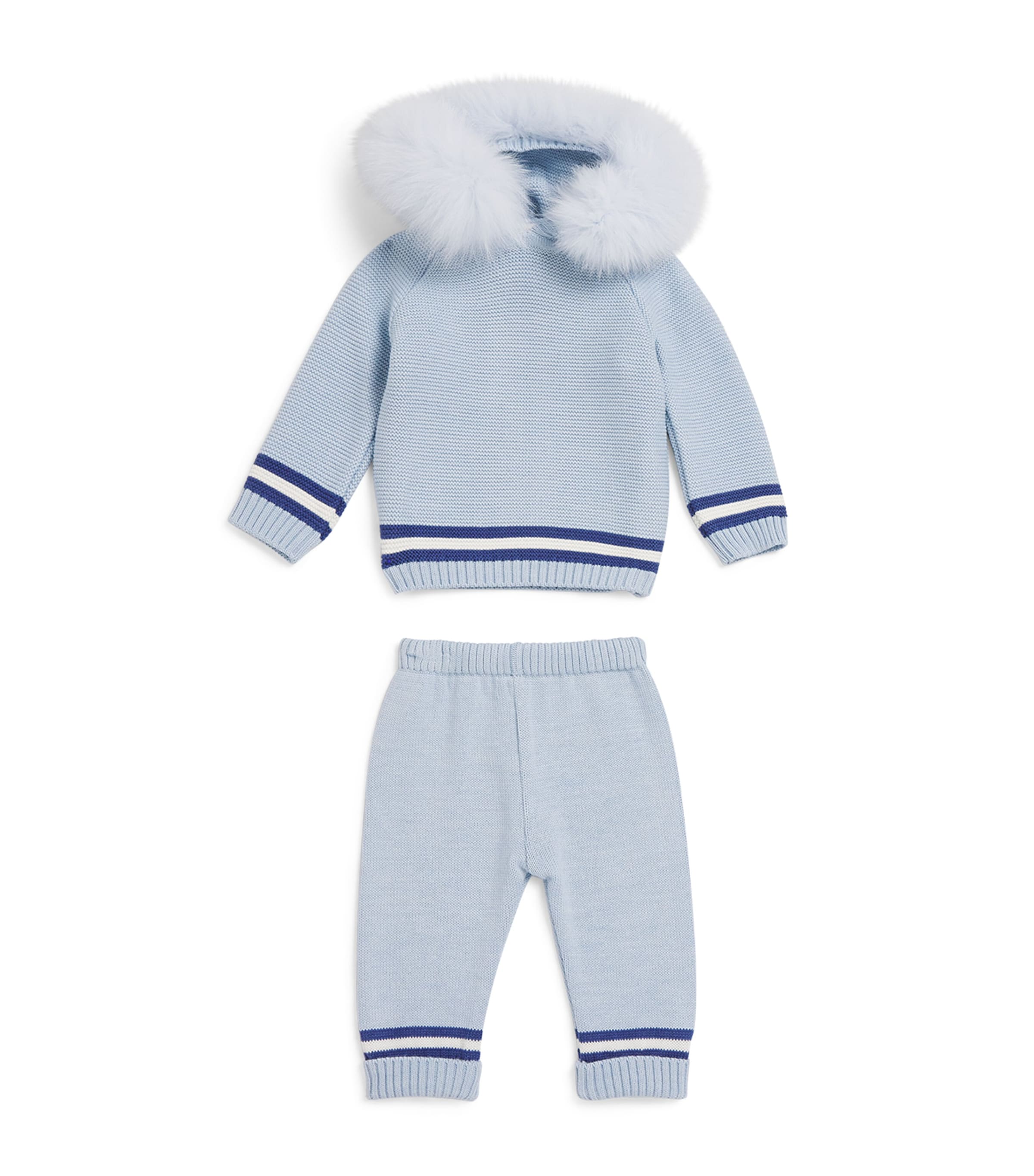 Bimbalò Knitted Sweater And Trousers Set In Blue