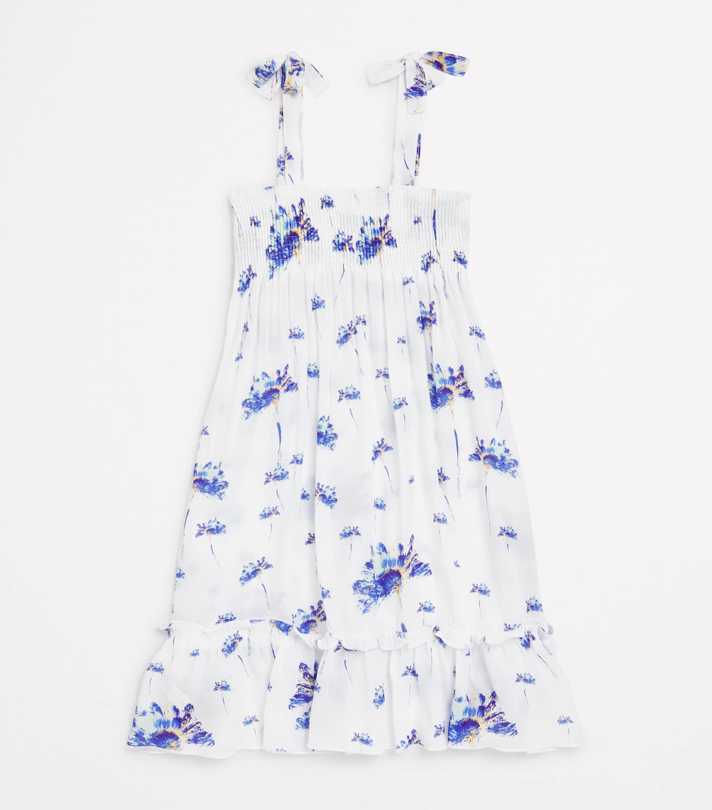 Cotton-Silk Floral Print Dress (2-12 Years) 3 OFF-WHITE Image 2