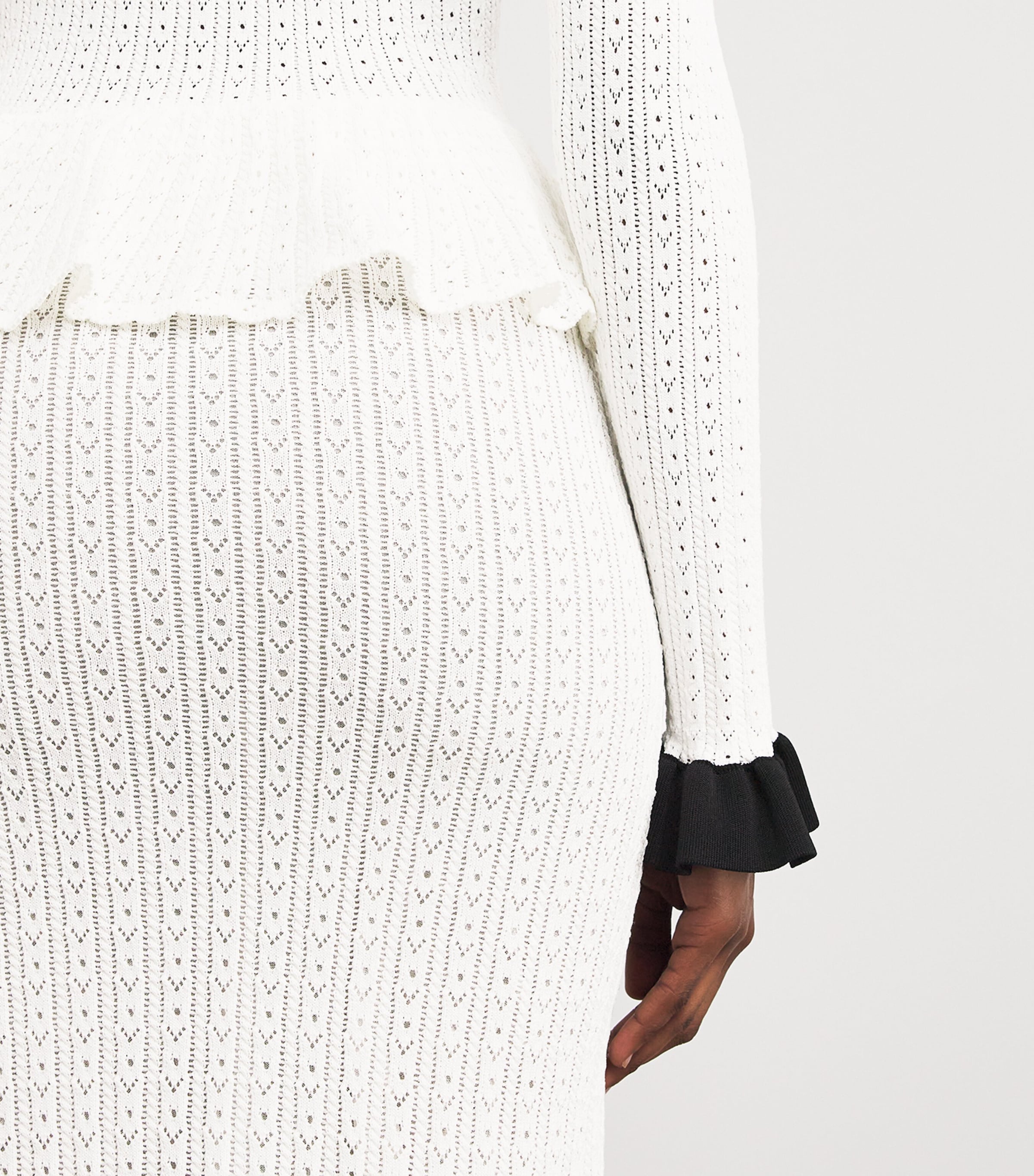 SELF-PORTRAIT ワンピース Pointelle peplum midi dress1075101 Self-Portrait Pointelle peplum midi dress Self-Portrait