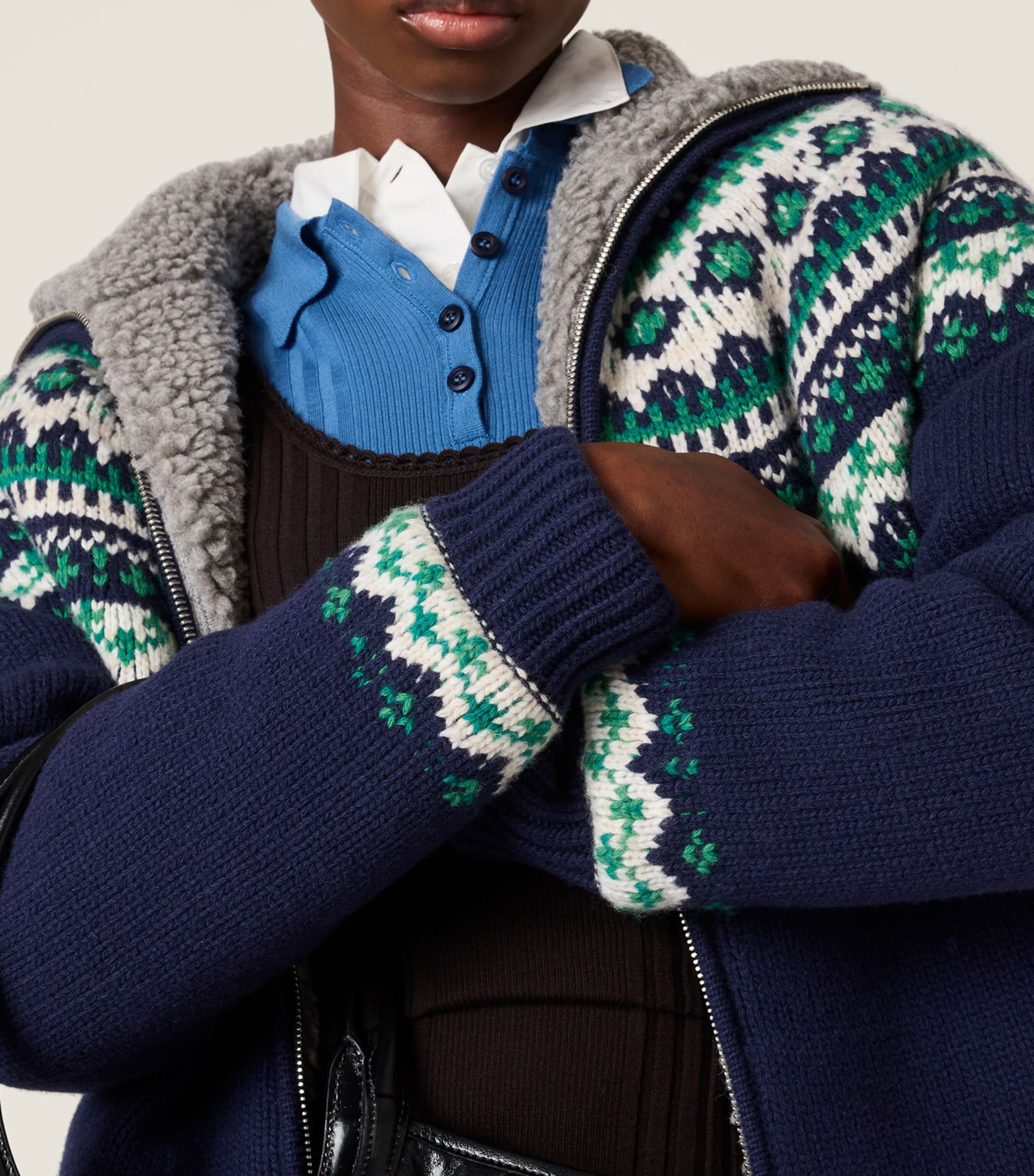 Wool Fair Isle Cardigan F0124 Image 5