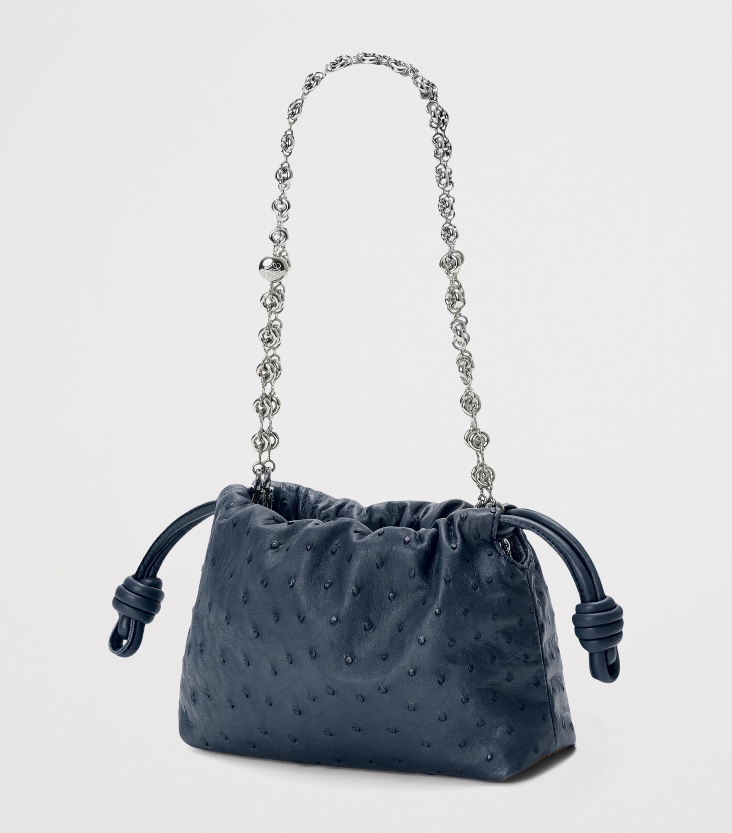 LOEWE Mini Ostrich Leather Flamenco Purse Deep Navy Image 2