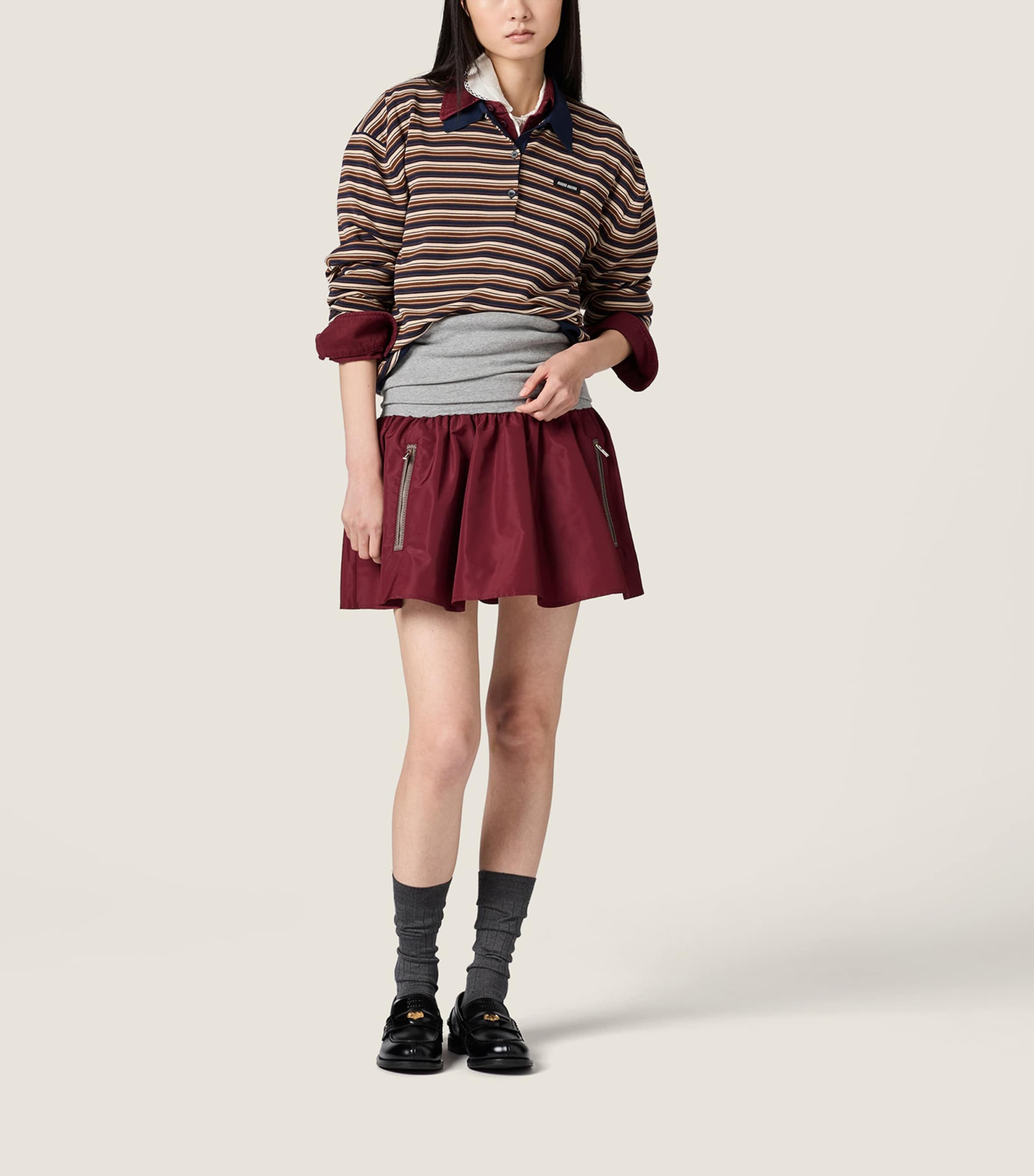 Miu Miu Womens Technical Layered Mini Skirt Image 2