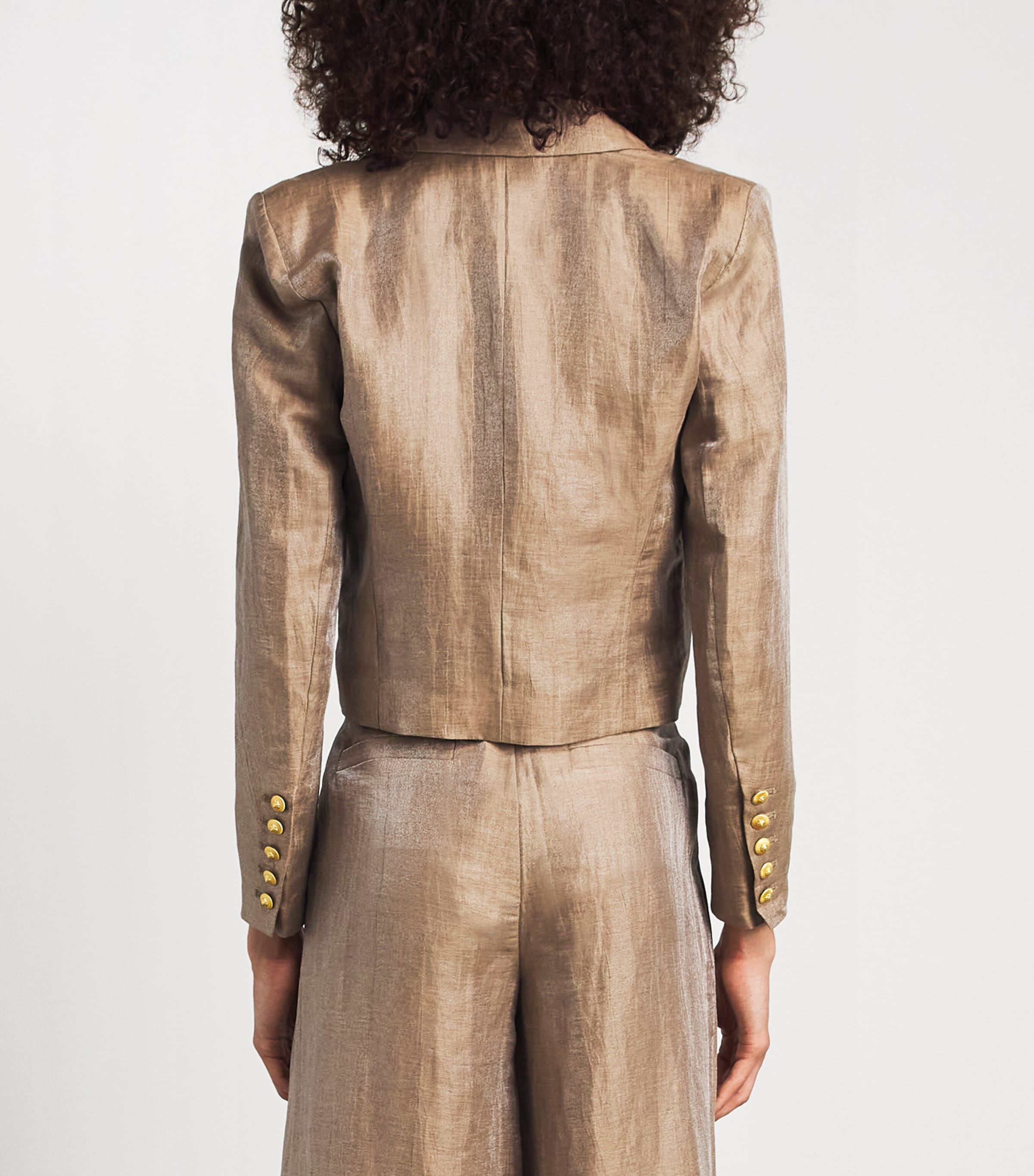 L'Agence Womens Linen-Blend Inez Blazer Ltgd Latte/gold Image 5