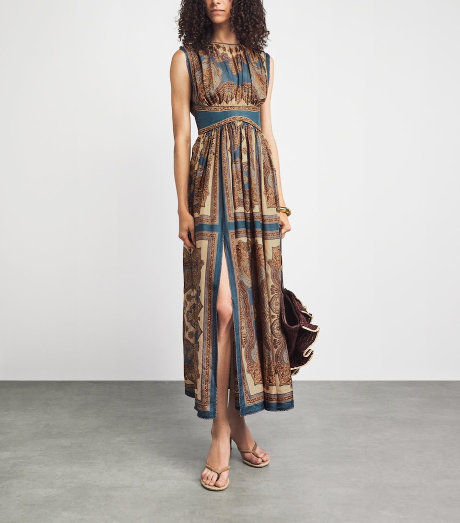 Zimmermann Womens Silk Mahon Printed Maxi Dress Dbpl Blue Psly Flrl Image 2