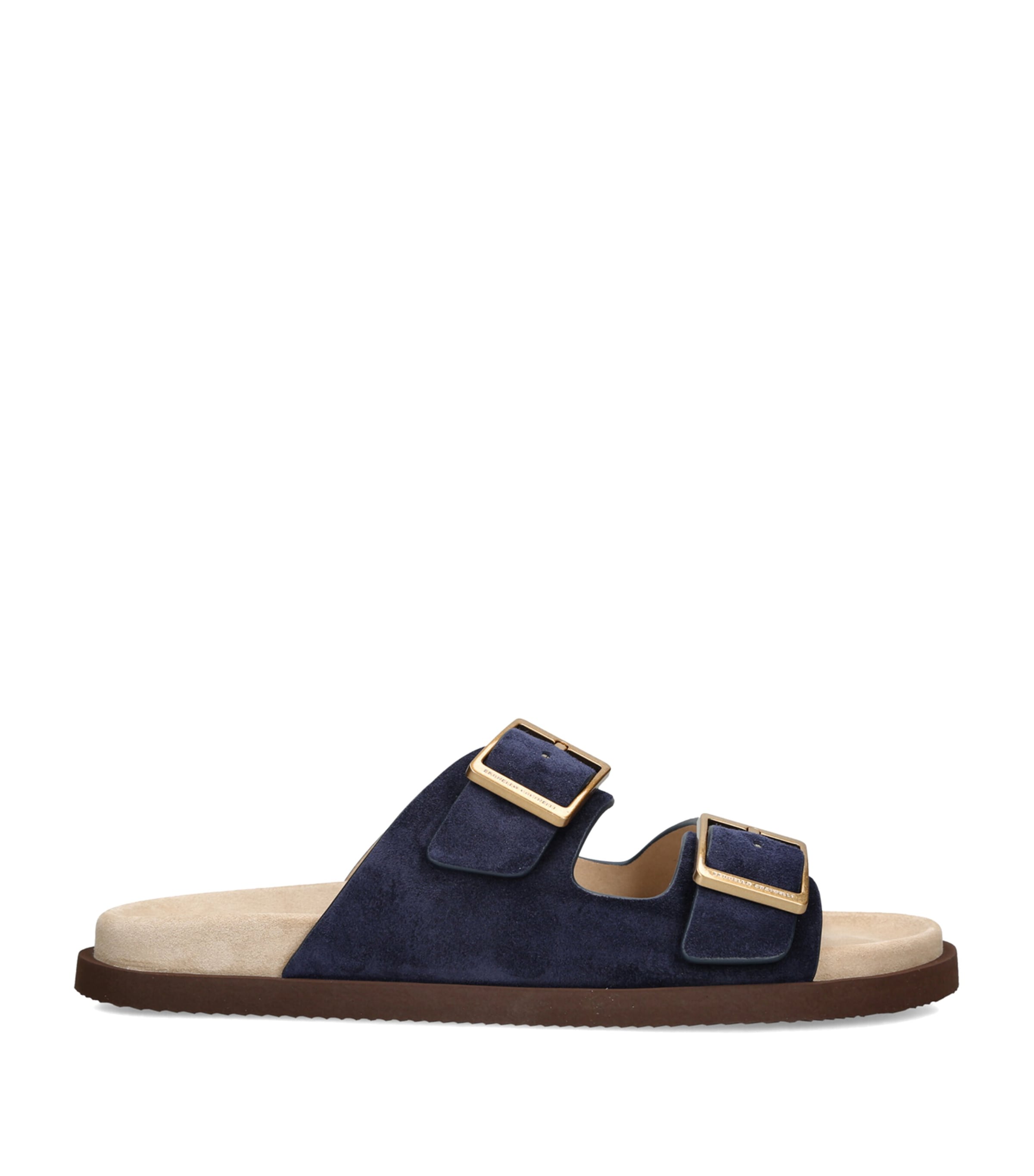 Brunello Cucinelli Suede Buckle-Detail Sandals Navy Image 1
