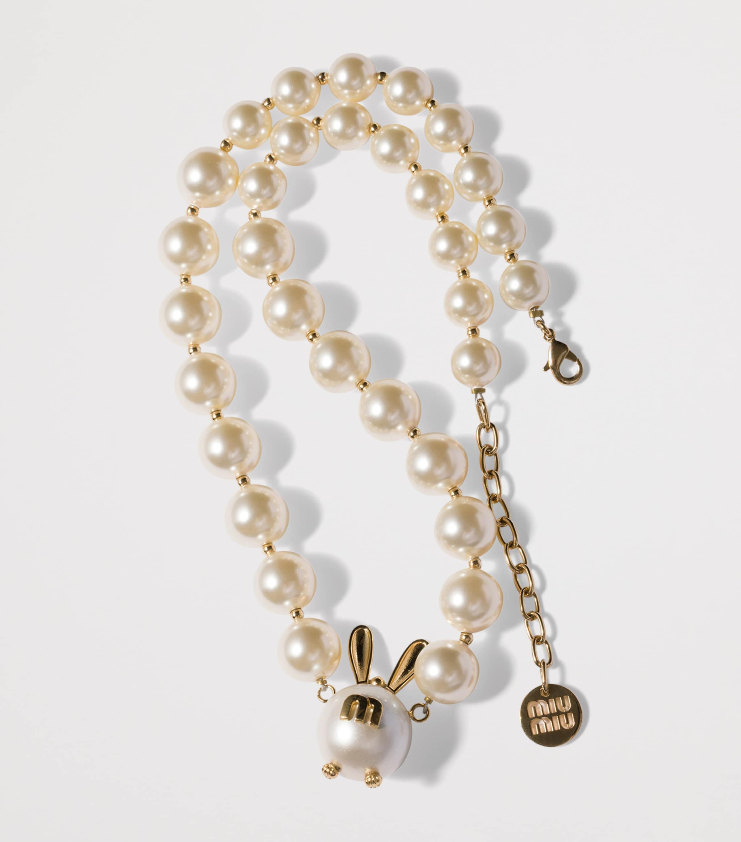 Miu Miu Pearl-Effect Necklace Gold/silver Image 2