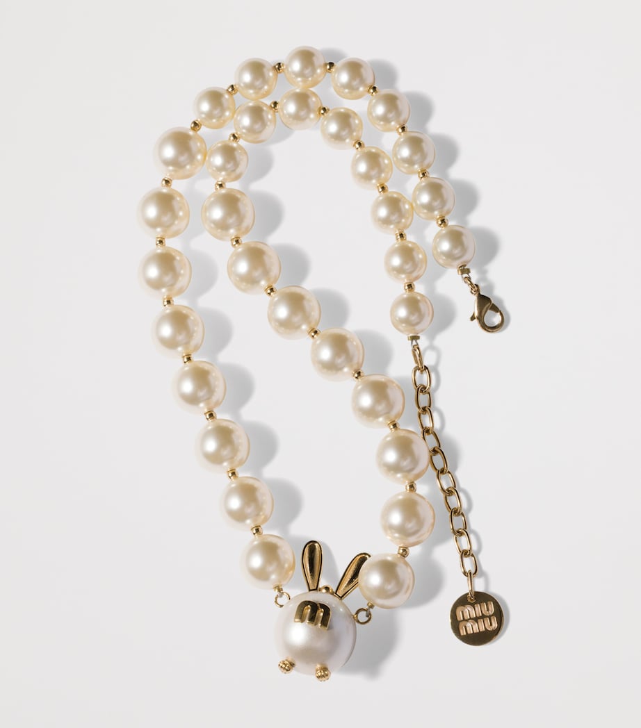 Miu Miu Pearl-Effect Necklace Gold/silver Image 2