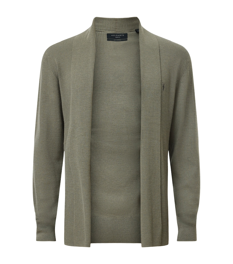 Merino Wool Mode Cardigan DUSKY GREEN Image 1