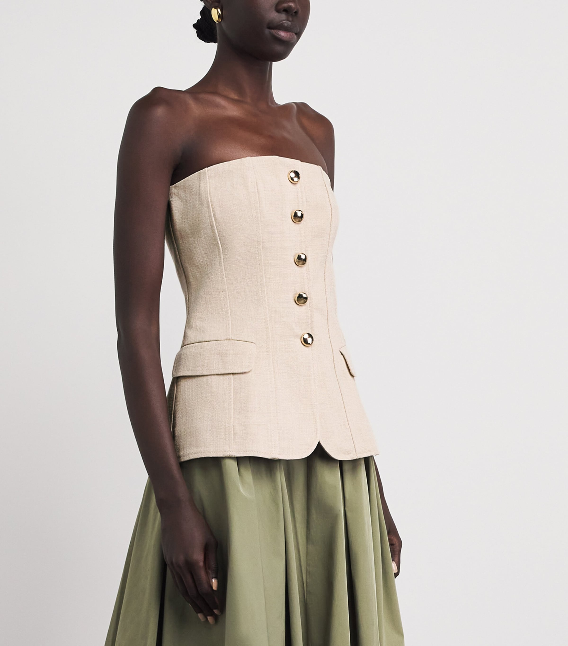 Maje Womens Tailored Bustier Top Beige Image 4