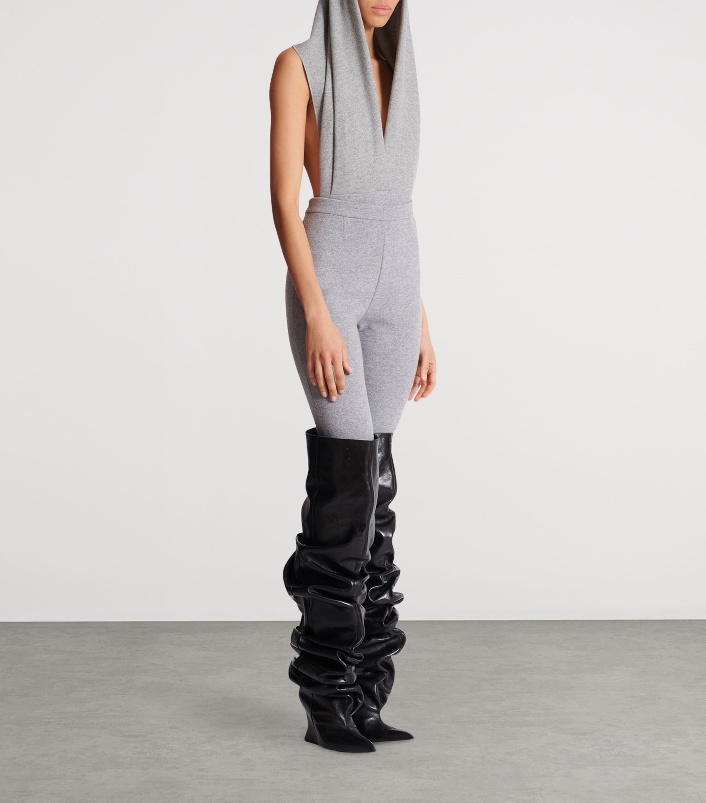 Draped Hooded Bodysuit 9AD GRIS CHIN ECLAIR Image 2