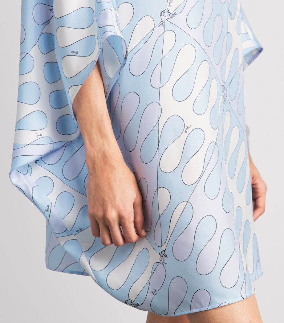 PUCCI Womens Silk Printed Kaftan Mini Dress Light Blue Image 3