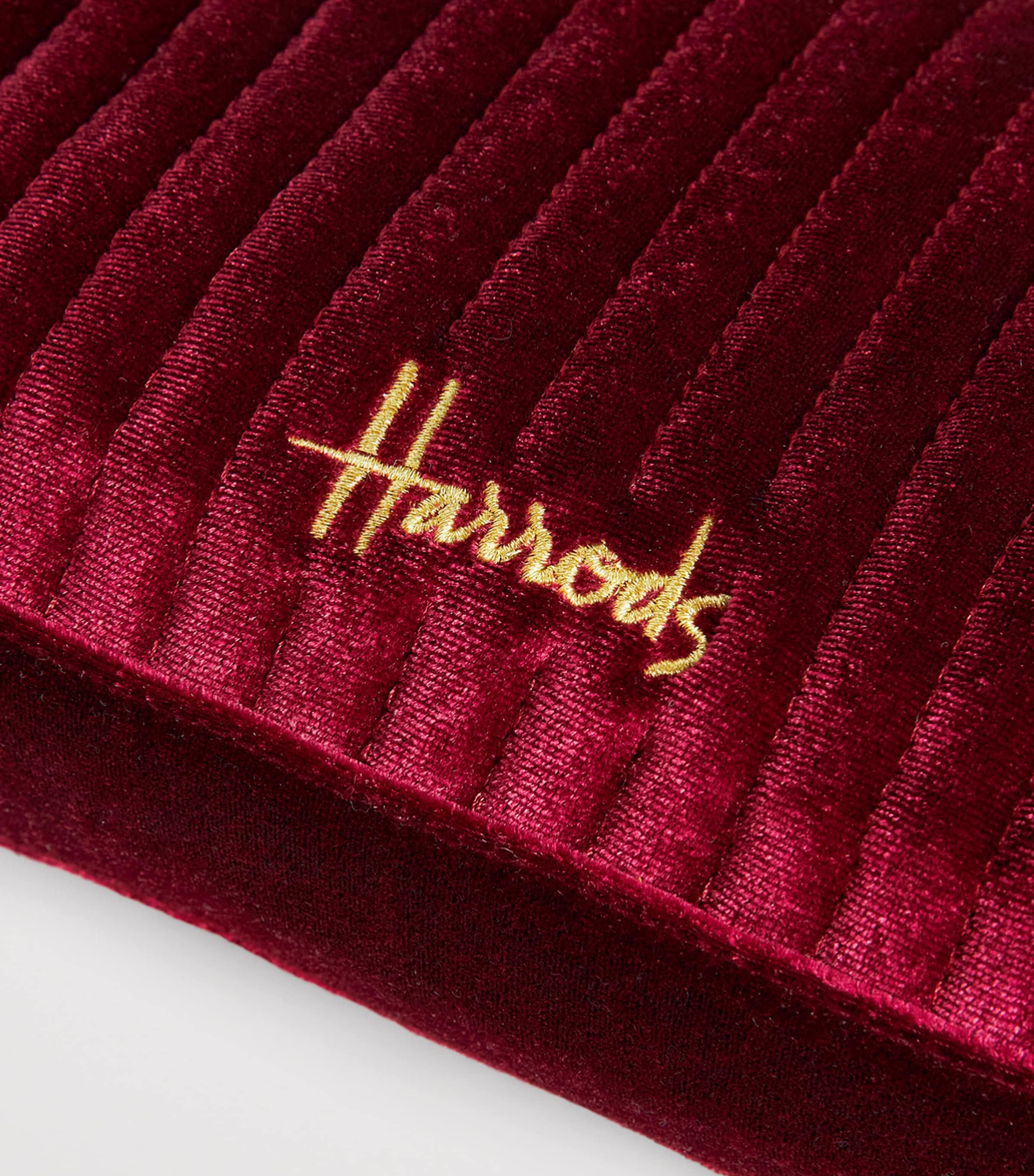 Harrods Medium Velvet Partridge Wash Bag Burgundy Image 4