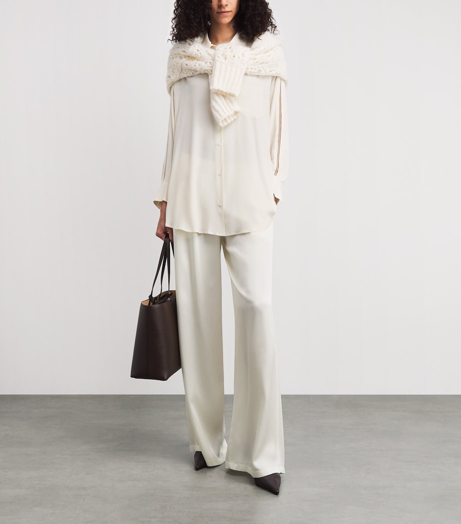 Fabiana Filippi Womens Embellished Crepe Shirt Burro Image 2