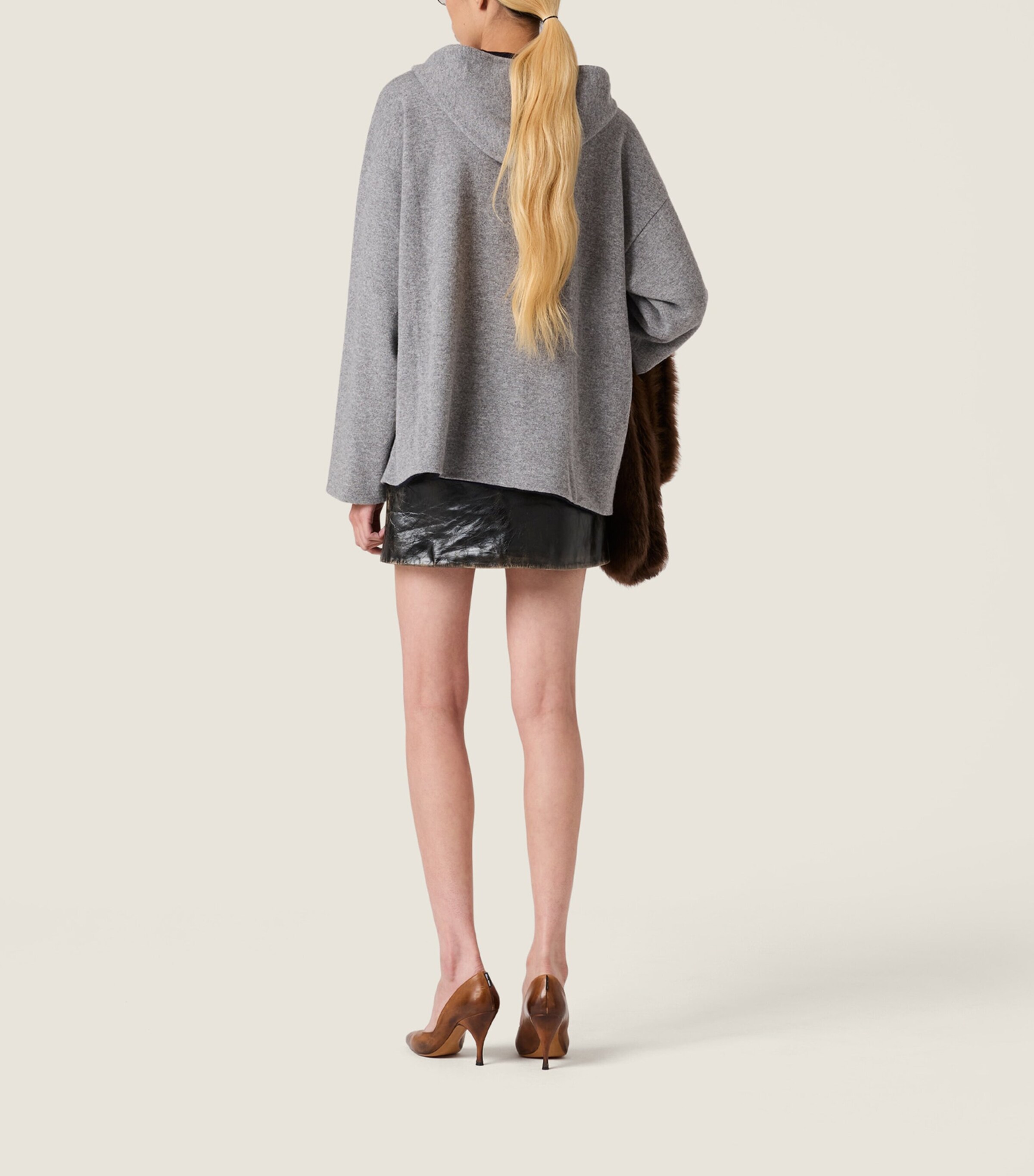 Miu Miu Womens Calfskin Mini Skirt Black Image 3