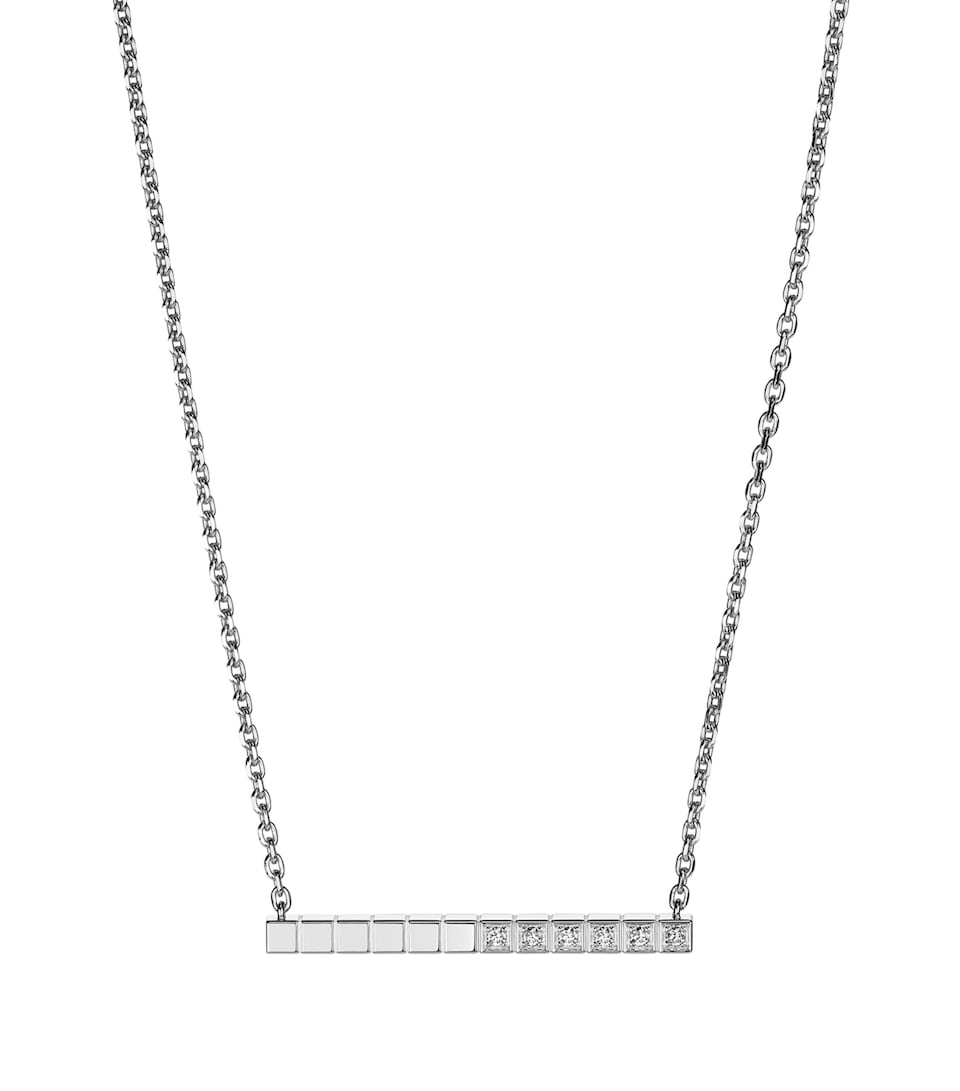 White Gold and Diamond Ice Cube Necklace