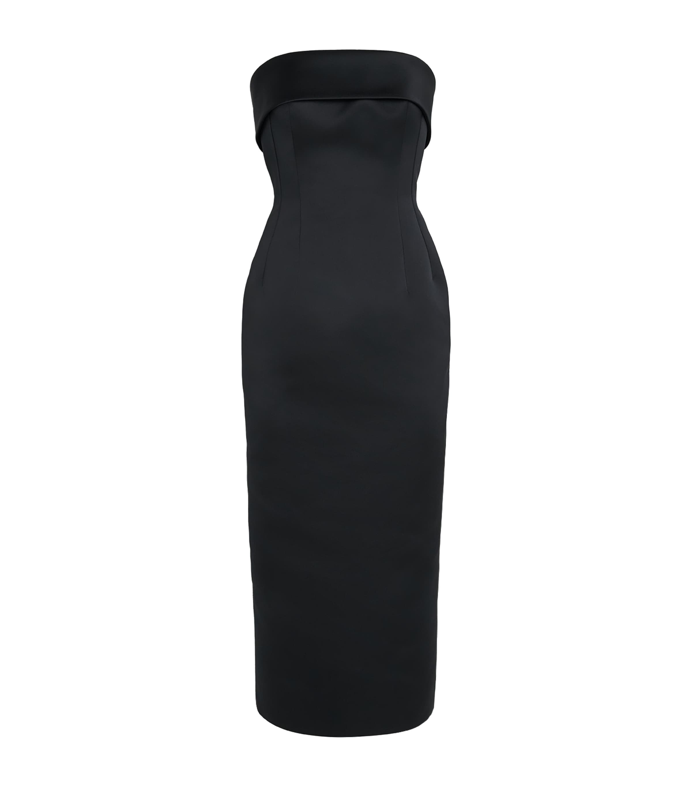 Emilia Wickstead Satin Strapless Keeley Midi Dress Black