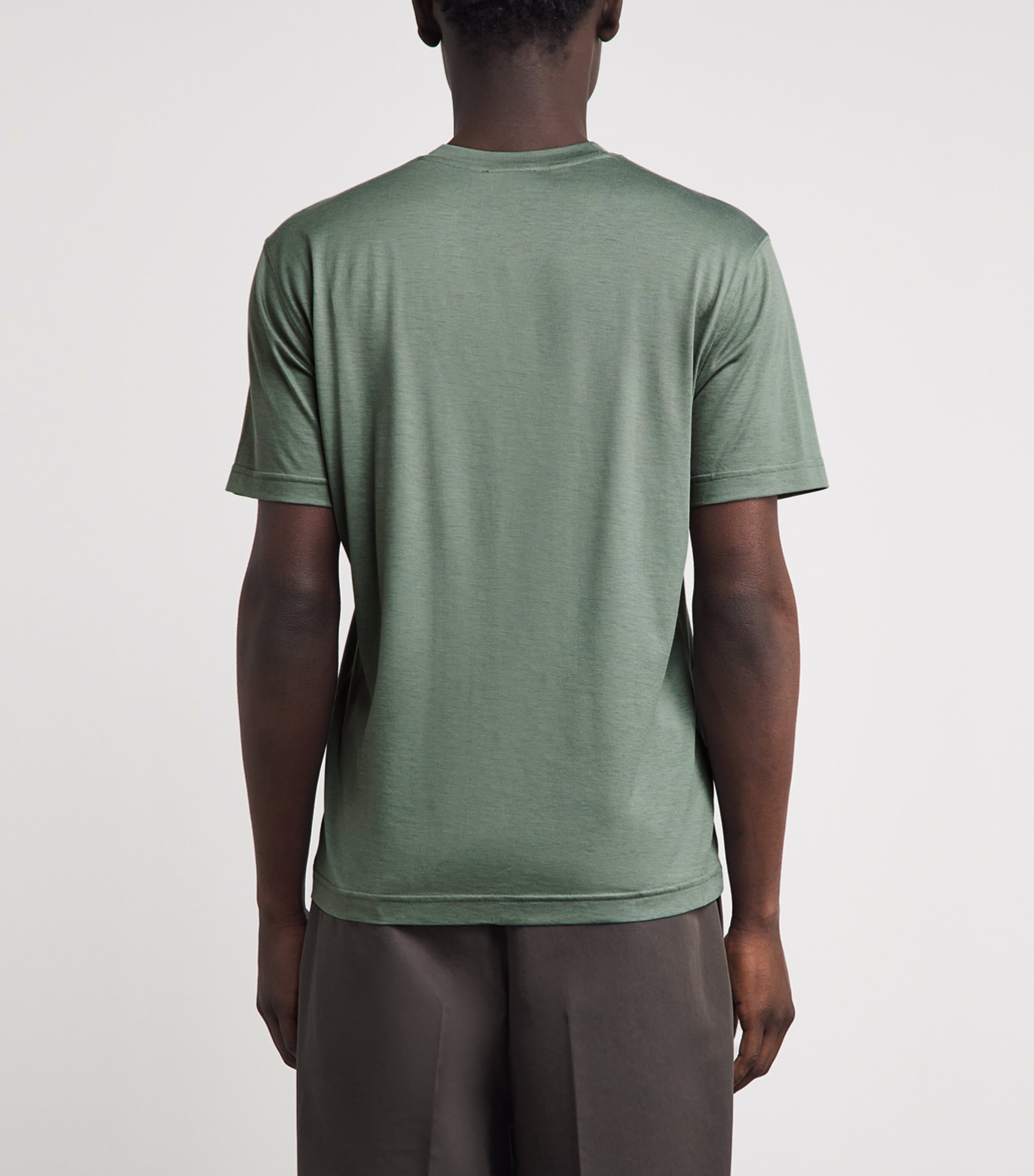 Eton Mens Silk-Cotton T-Shirt Dark Green Image 5
