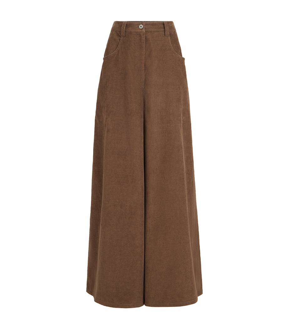 Brunello Cucinelli Womens Corduroy Wide-Leg Trousers Image 1
