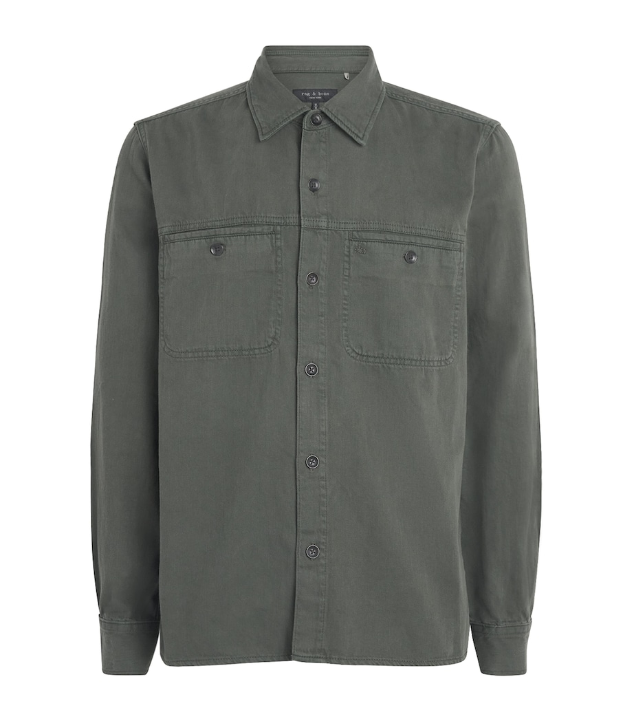 Rag & Bone Mens Workwear Denim Shirt Drkgrn Image 1