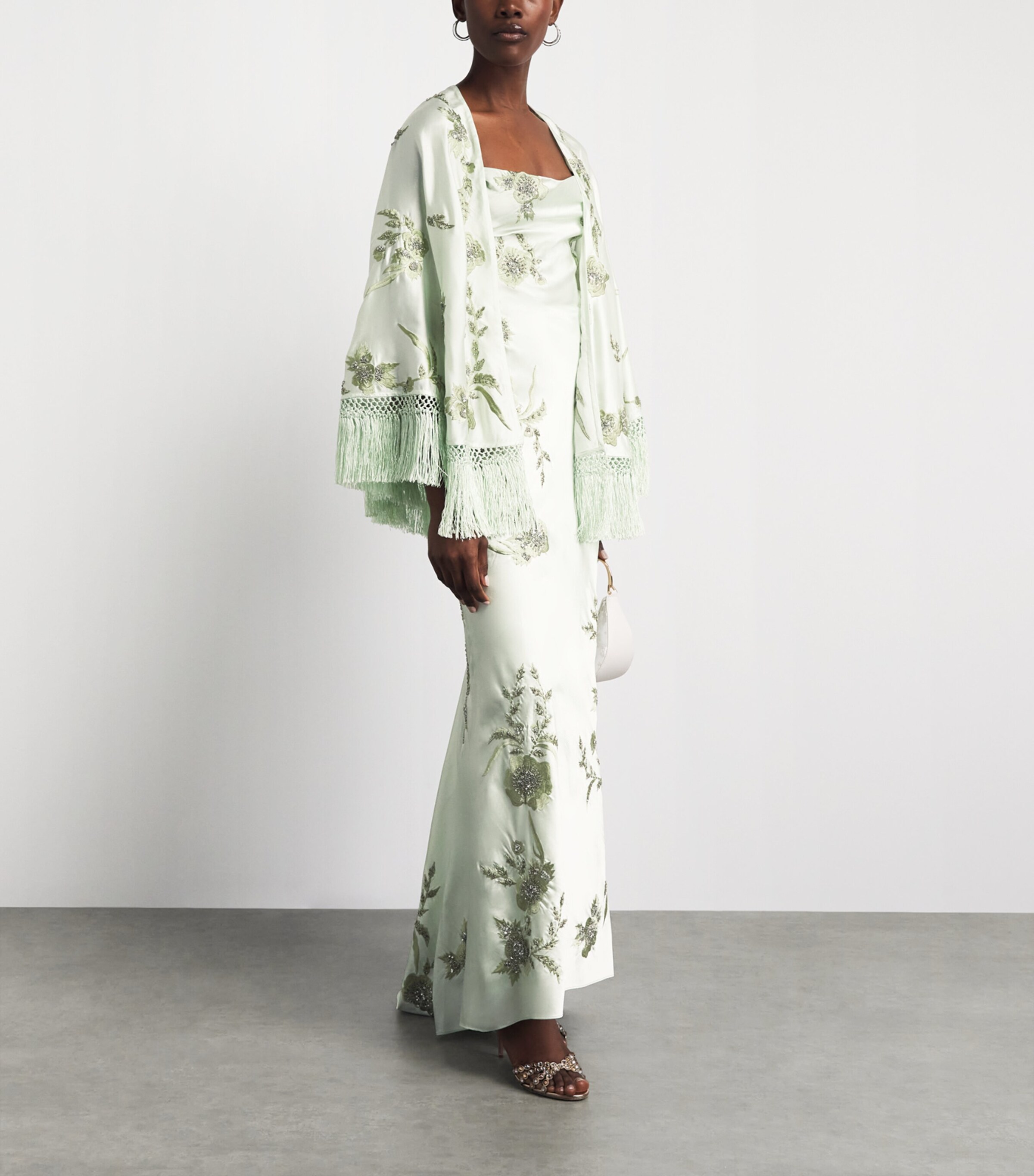 Alice+Olivia Womens Marlene Shawl Scarf Green Lily/mlti Image 2