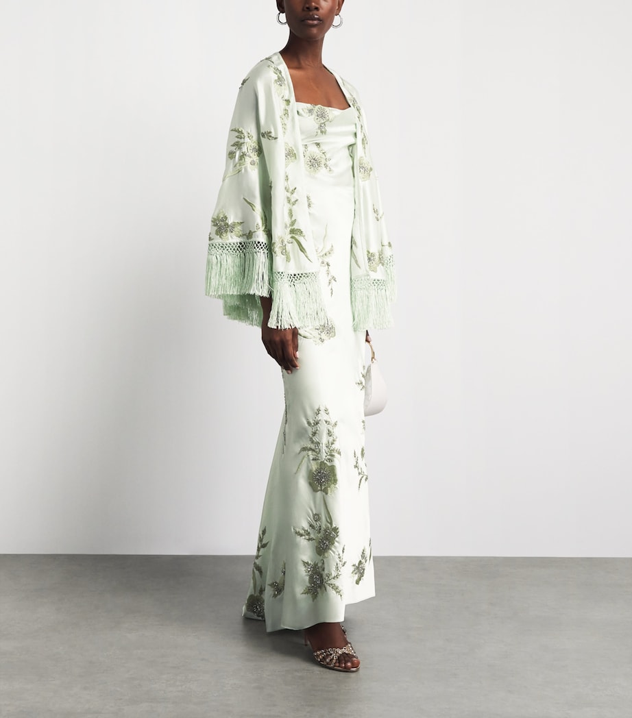 Alice+Olivia Womens Marlene Shawl Scarf Green Lily/mlti Image 2