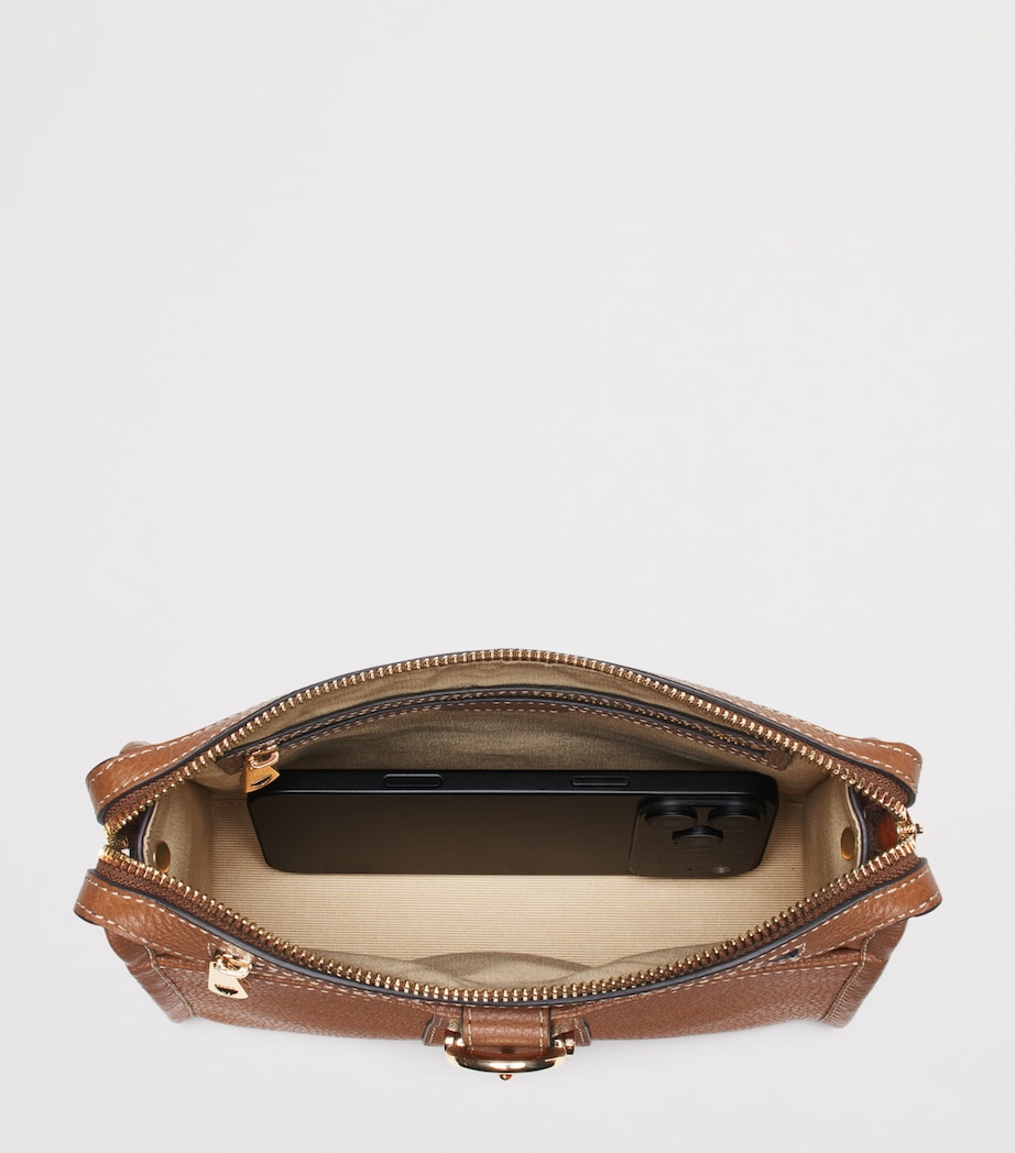 Aspinal Of London Small Leather Bella Cross-Body Satchel Tan Image 6