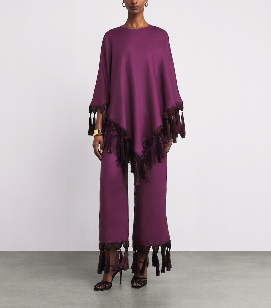 Linen Fringed Marlino Trousers PLUM Image 2