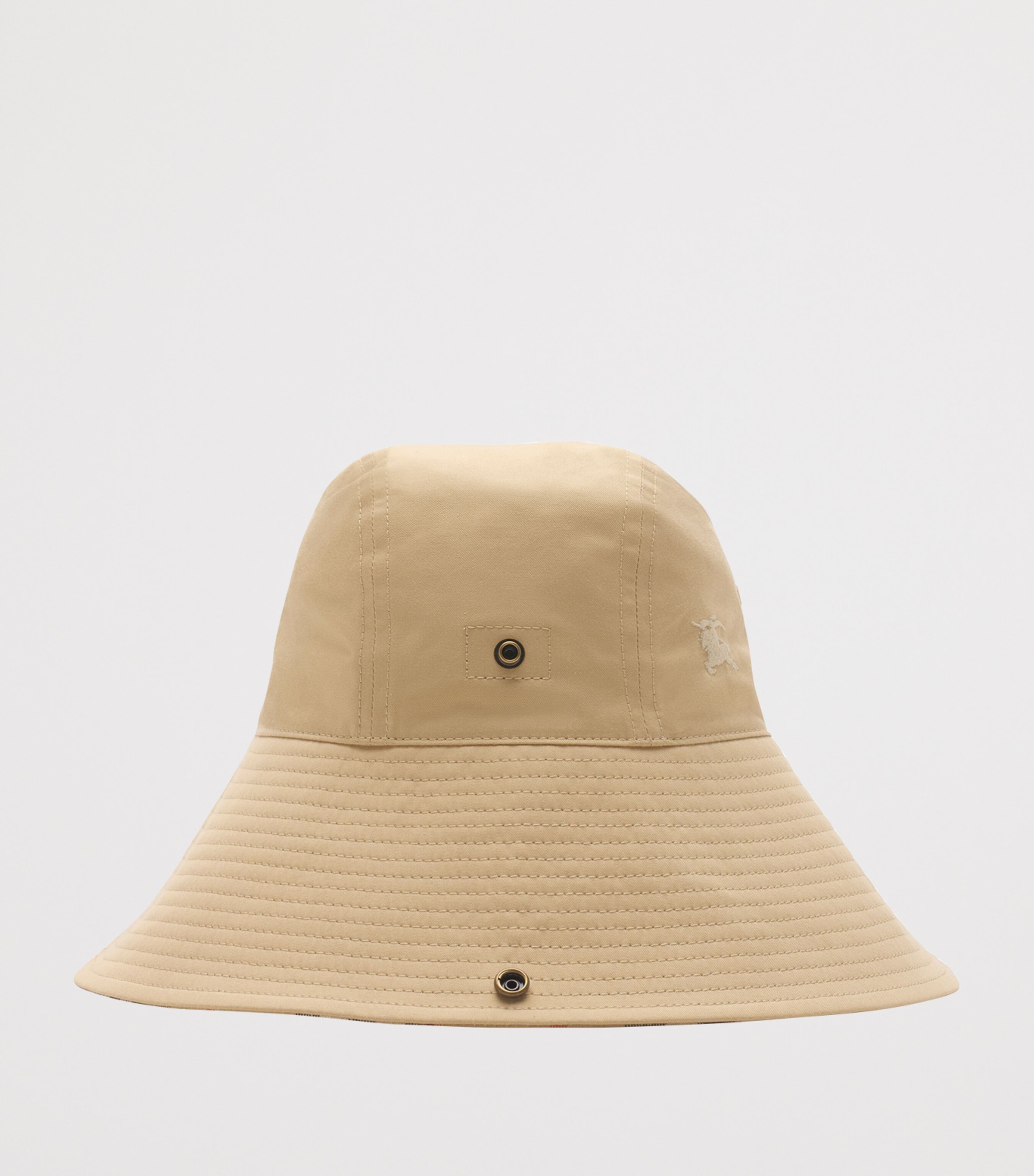 Burberry Cotton Gabardine Check Brim Hat Flax Image 2