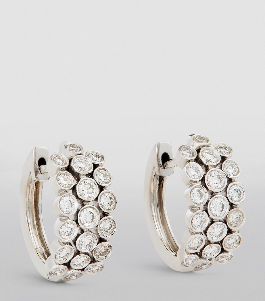 White Gold And Diamond Bezel Hoop Earrings WHITE GOLD Image 2