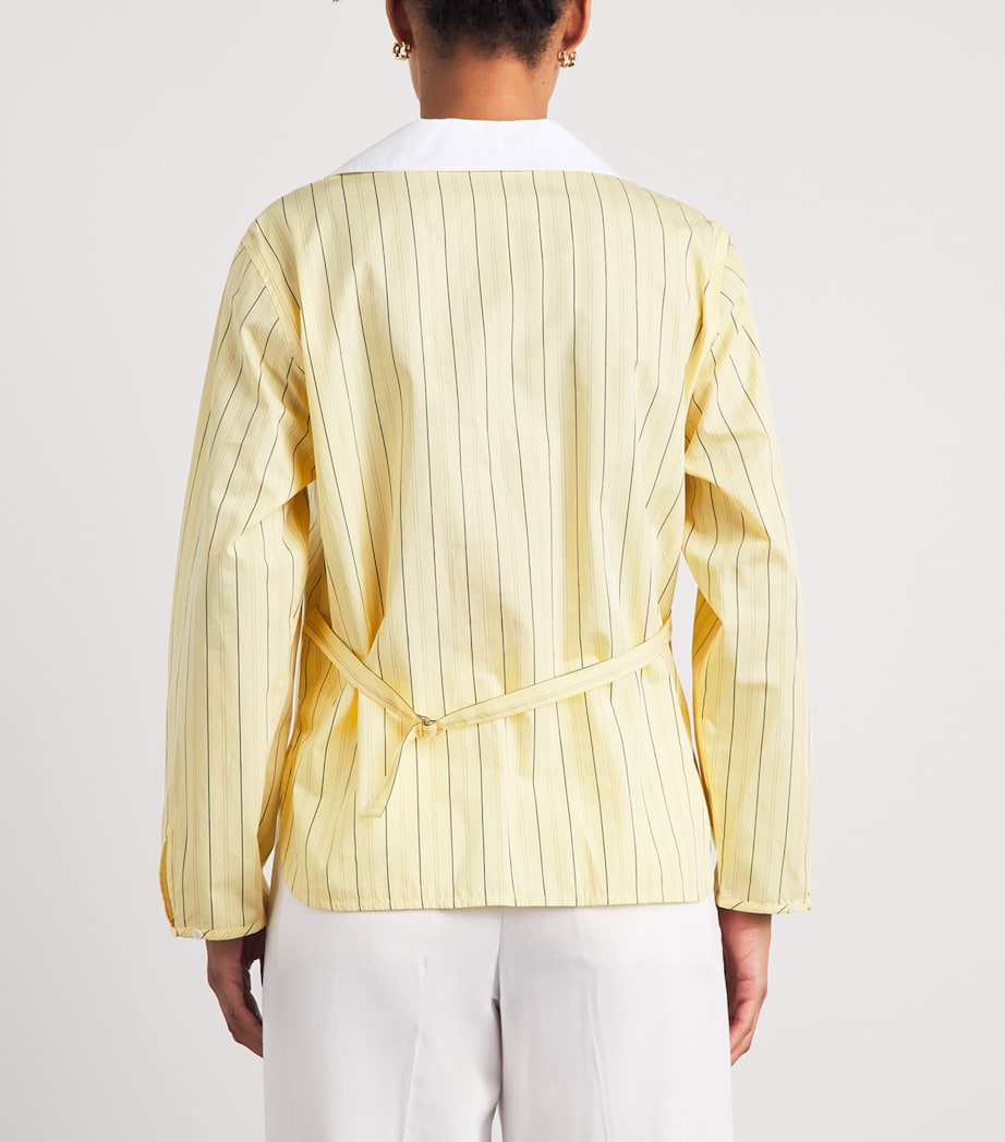 Sandro Paris Womens Stripe Half-Placket Shirt Yellow Image 5