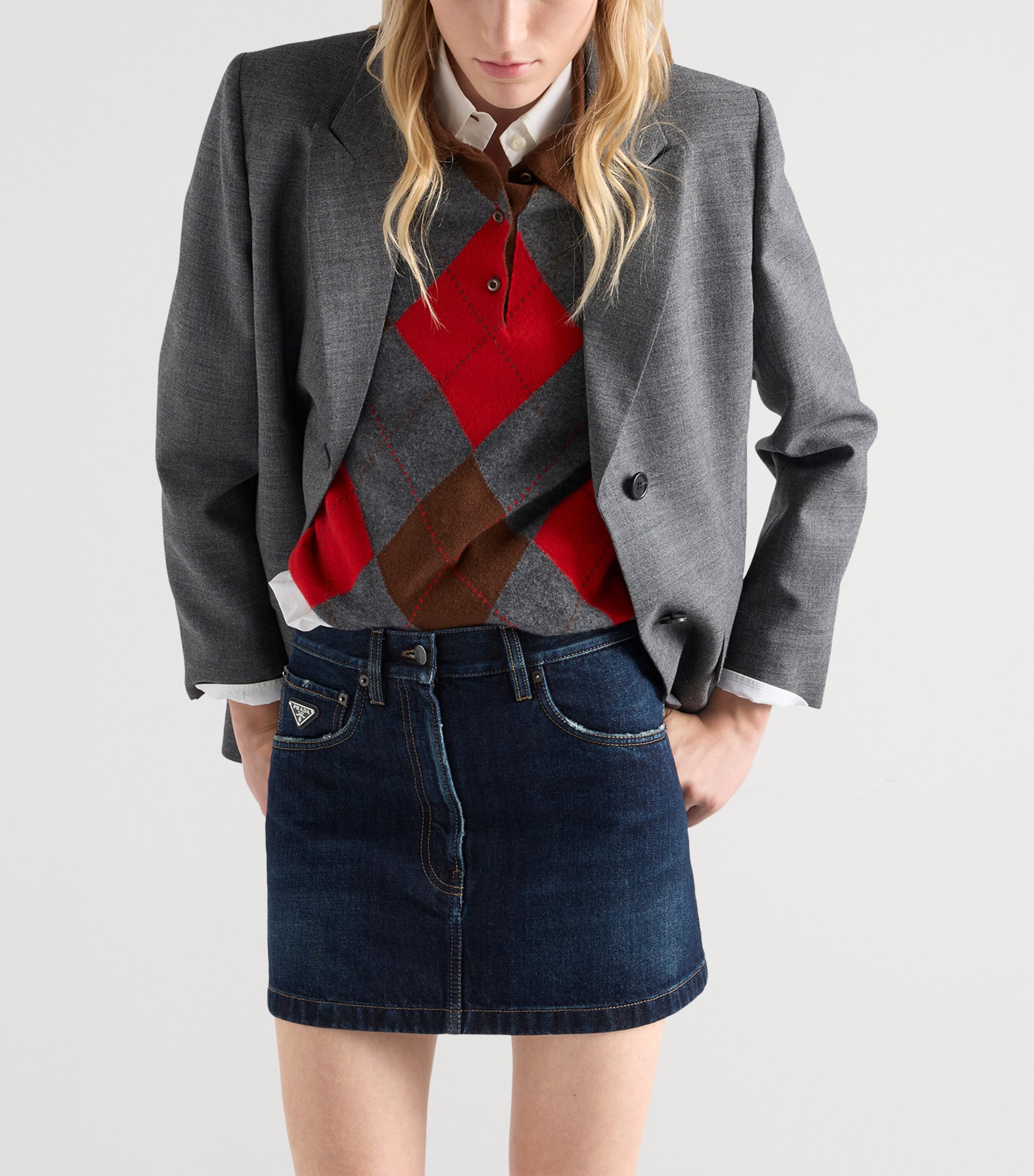 Prada Womens Denim Mini Skirt Blue Image 3