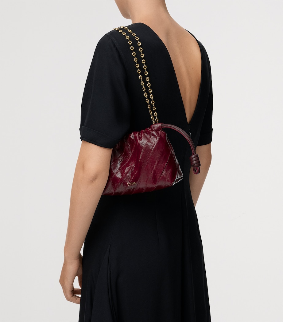 Mini Eel Leather Flamenco Purse BURGUNDY Image 8