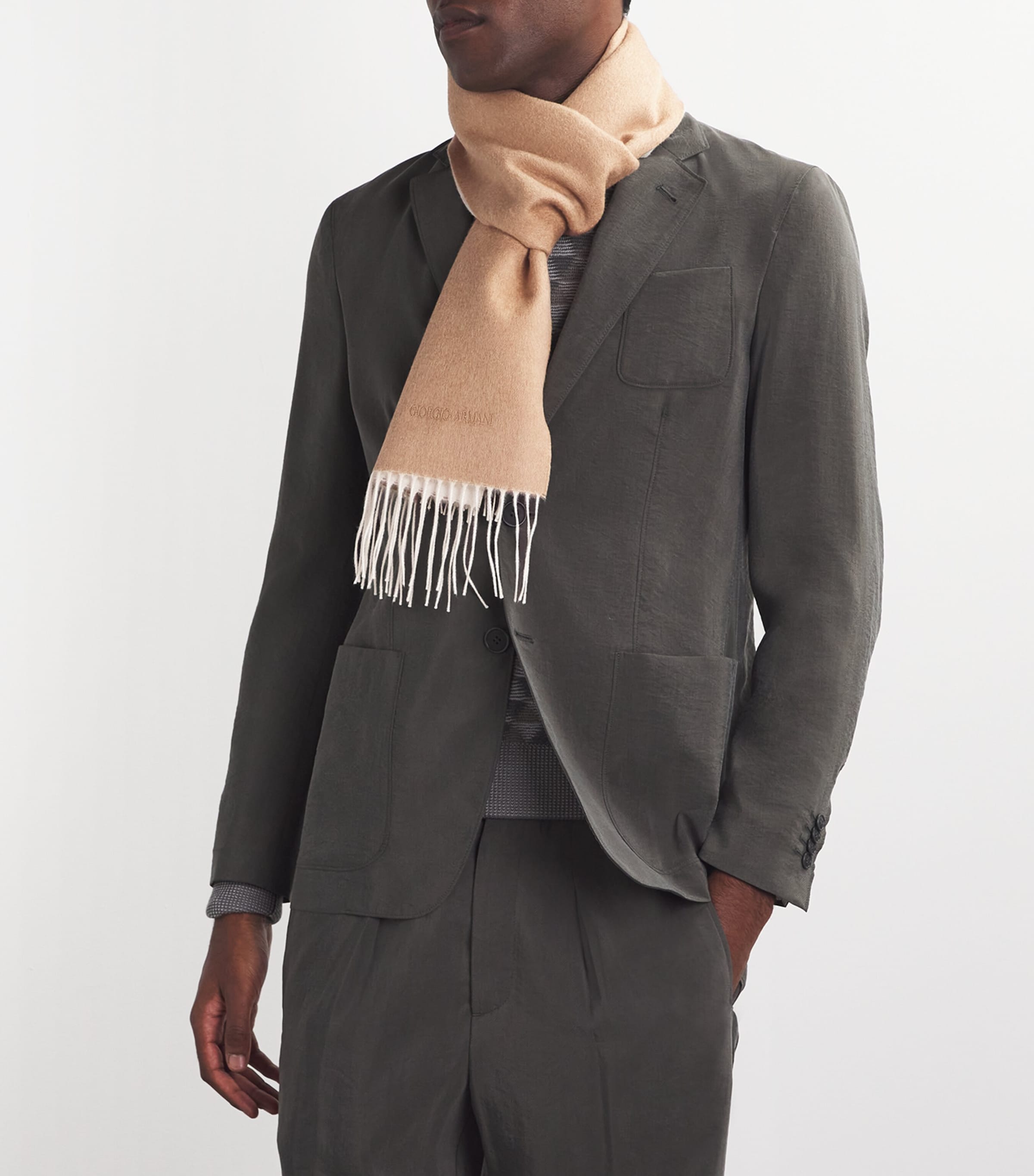 アクセサリーその他 GIORGIO ARMANI SILK AND CASHMERE SCARF WITH LOGO Giorgio Armani Silk-Cashmere Scarf | Harrods US