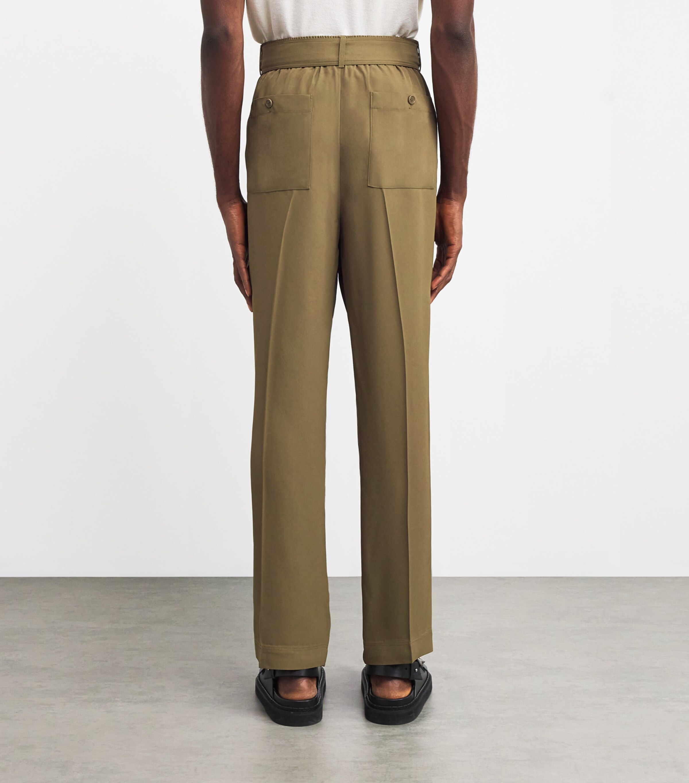 Simkhai Mens Belted Relaxed Elvis Trousers Olive Image 4