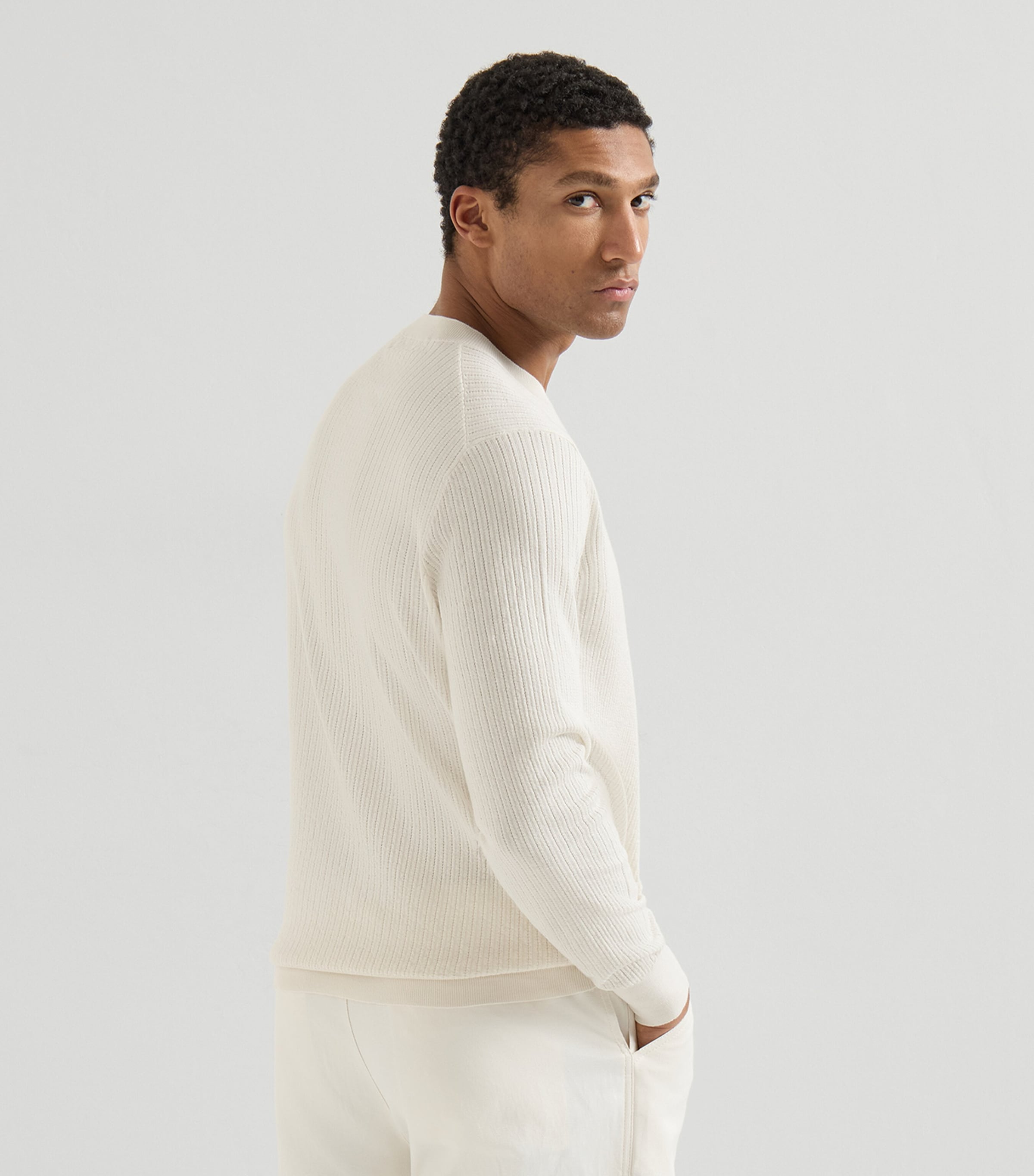 Brunello Cucinelli Mens Cotton Ribbed Sweater Image 5