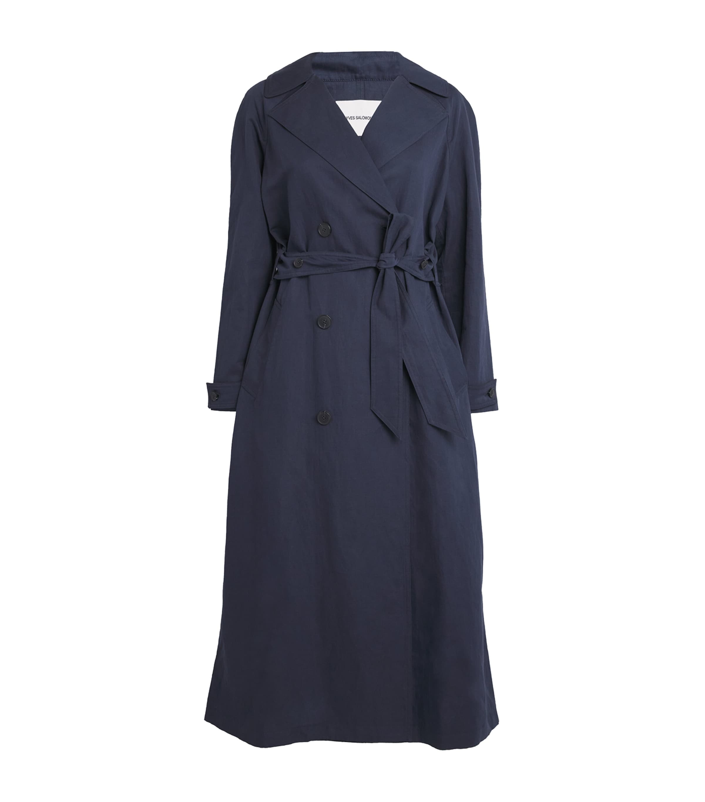 Shop Yves Salomon Cotton-blend Trench Coat In Blue