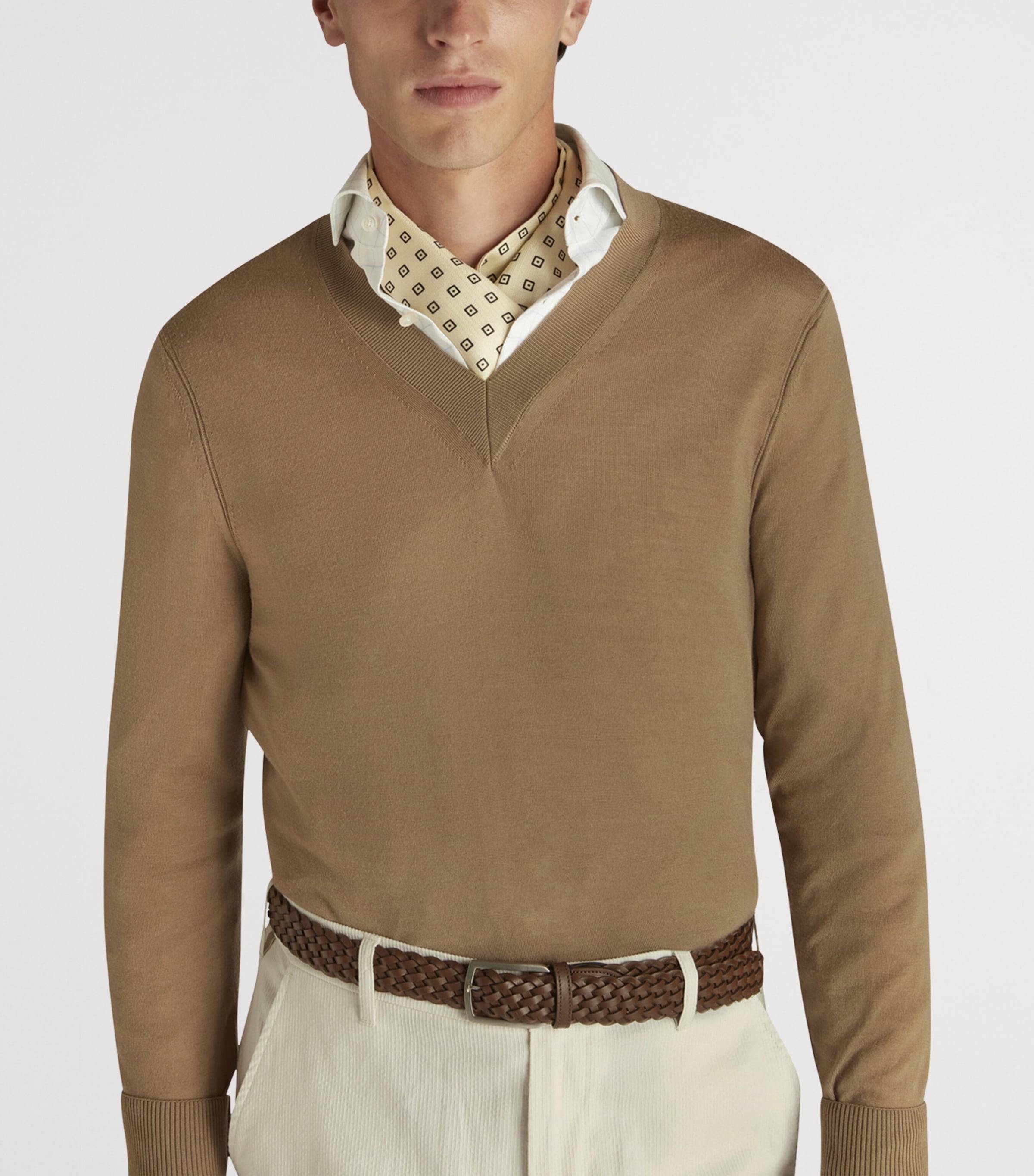 Merino V-Neck Sweater 280BEIGE Image 5