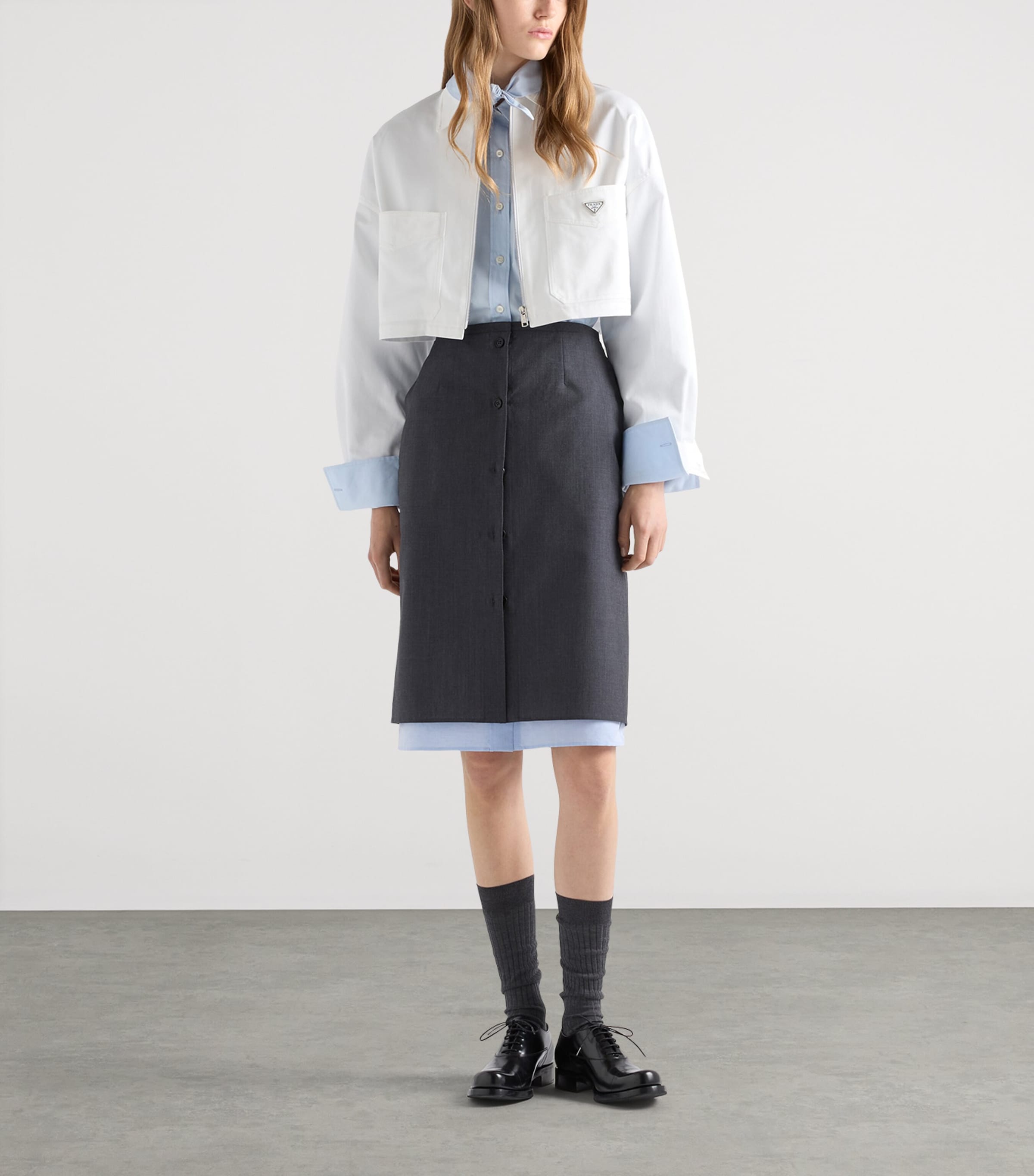 Prada Womens Cotton Blouson Jacket White Image 2