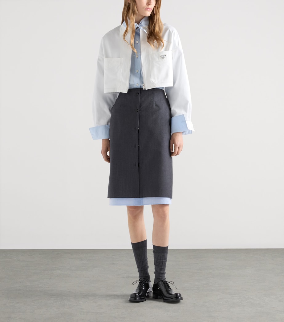 Prada Womens Cotton Blouson Jacket White Image 2