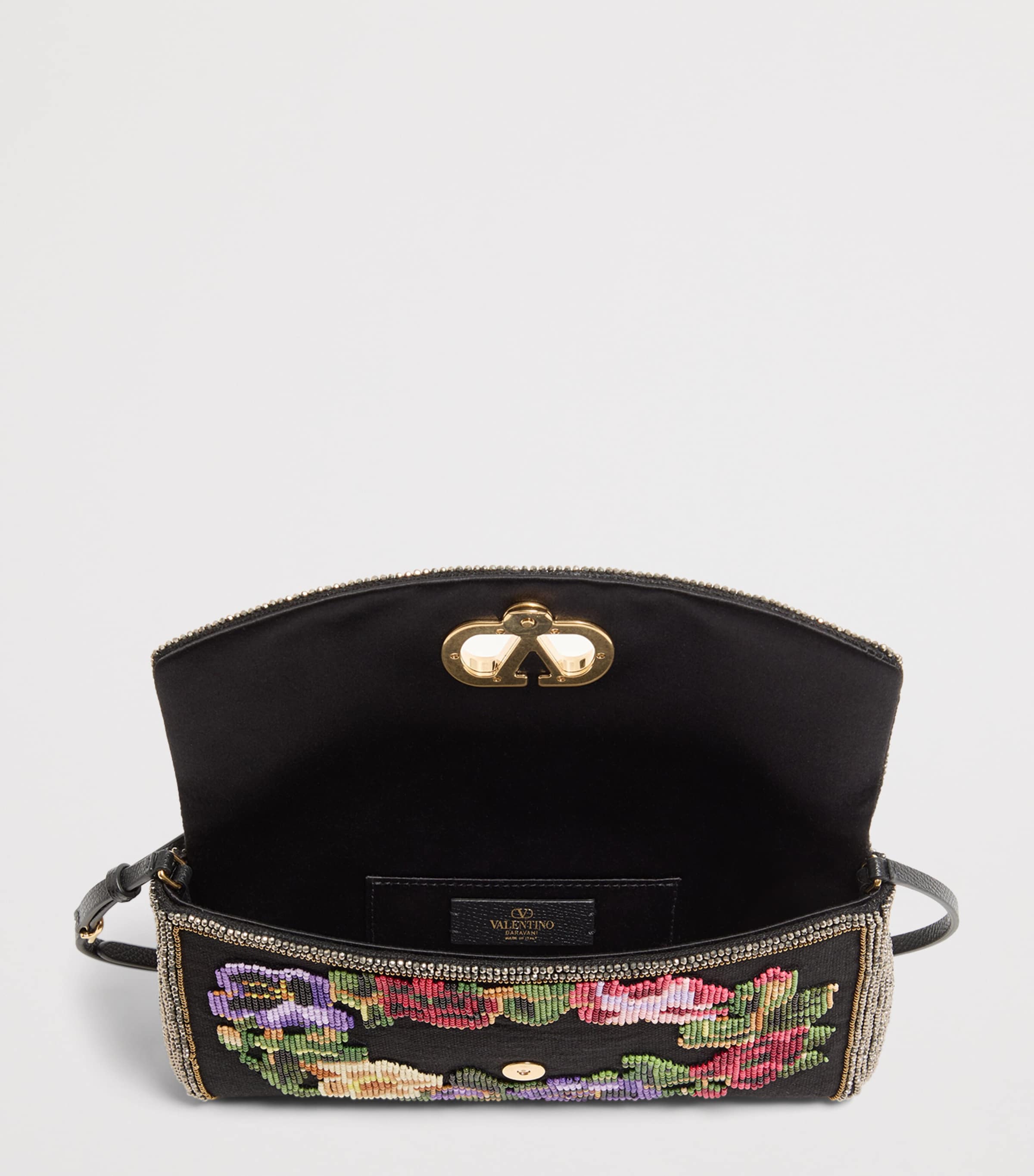 Valentino Garavani Small Linen Embellished DeVain Shoulder Bag Image 5