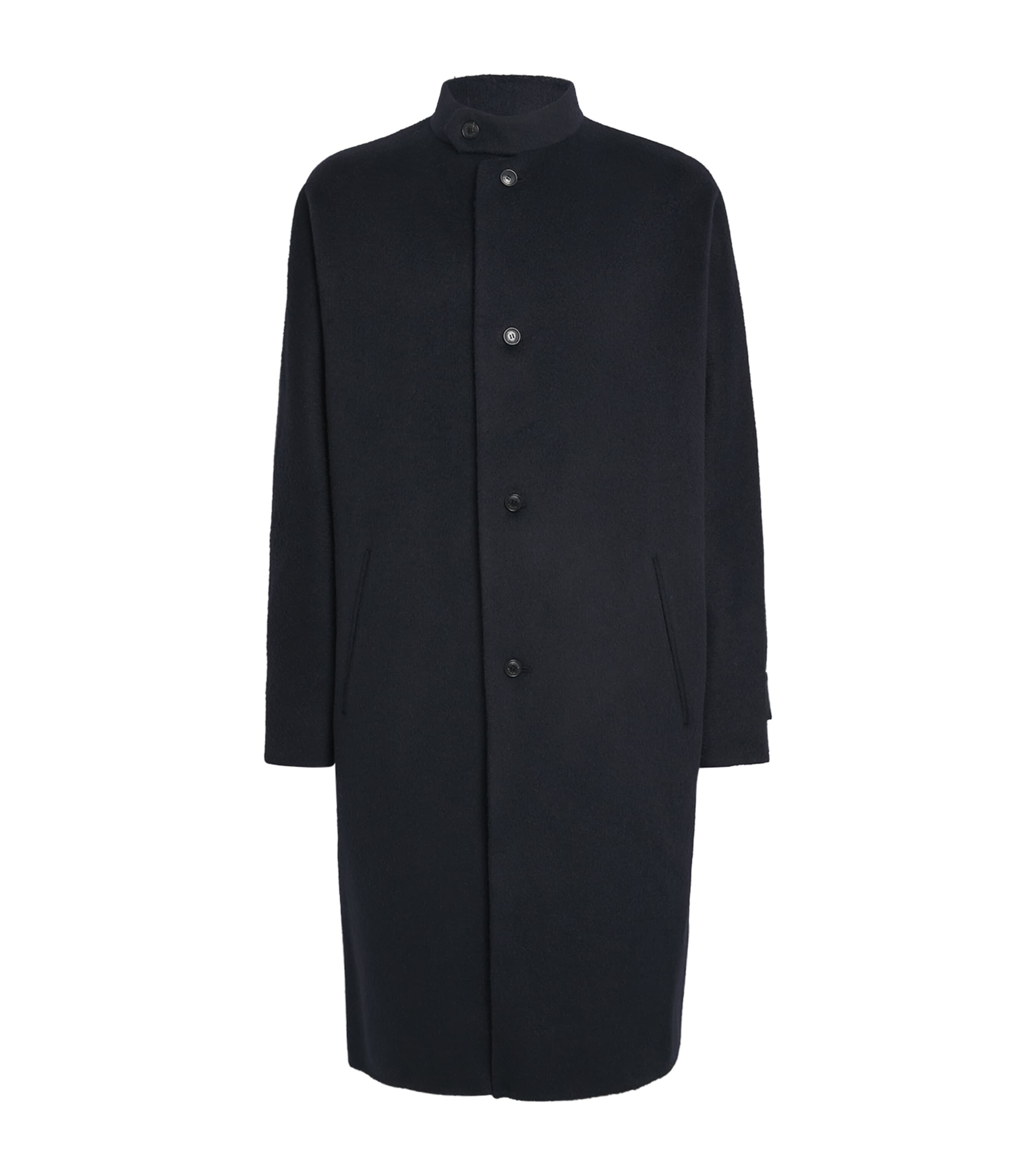 System Wool-alpaca Overcoat In Blue